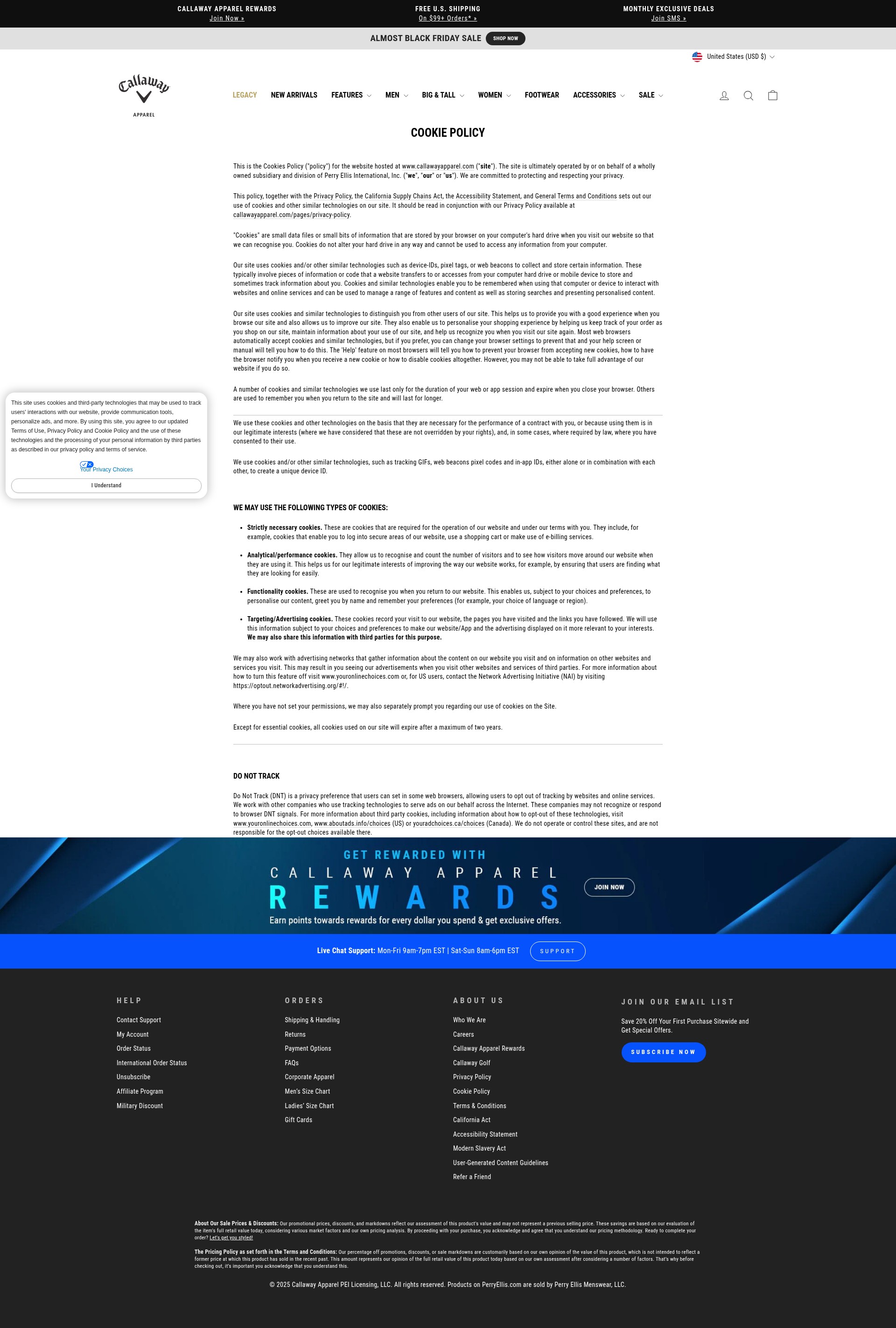 Screenshot of www.callawayapparel.com