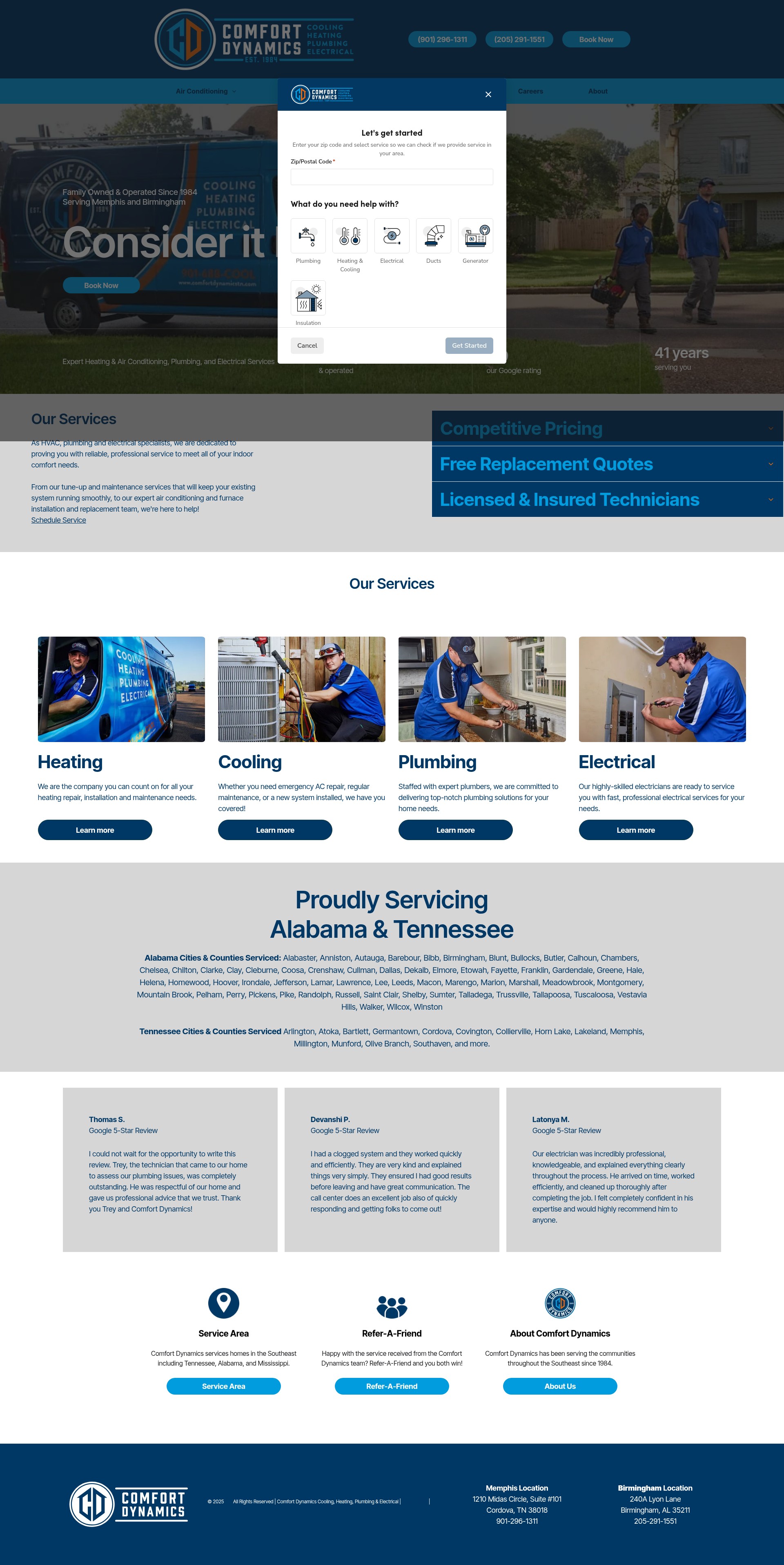 Screenshot of www.callcomfortdynamics.com