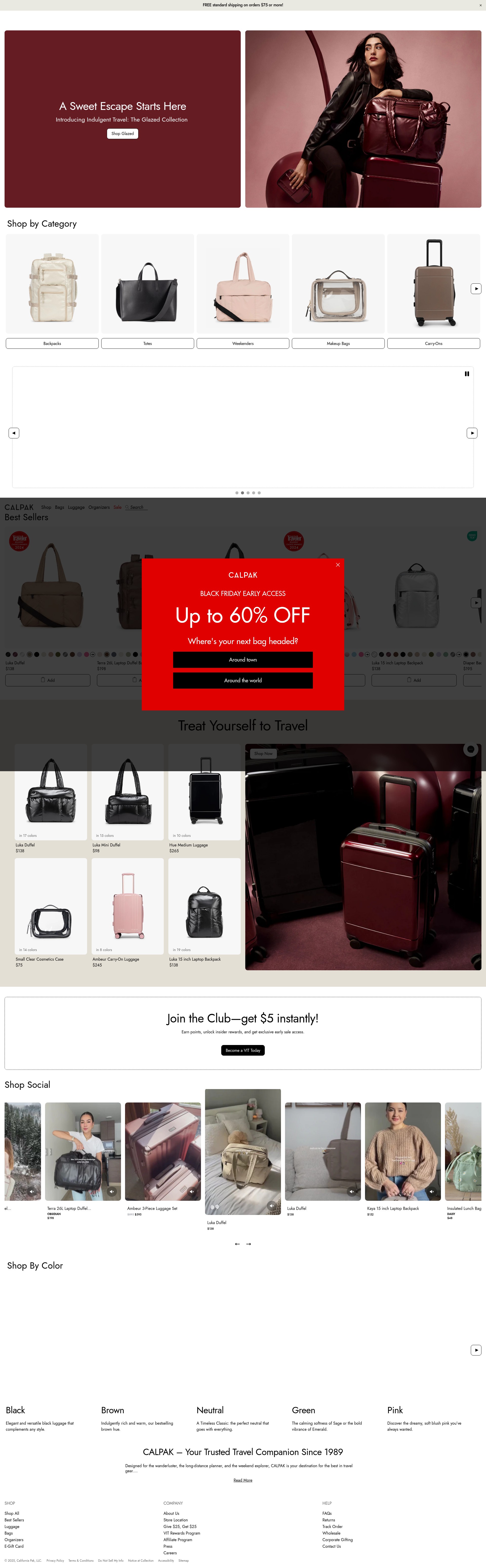 Screenshot of www.calpaktravel.com
