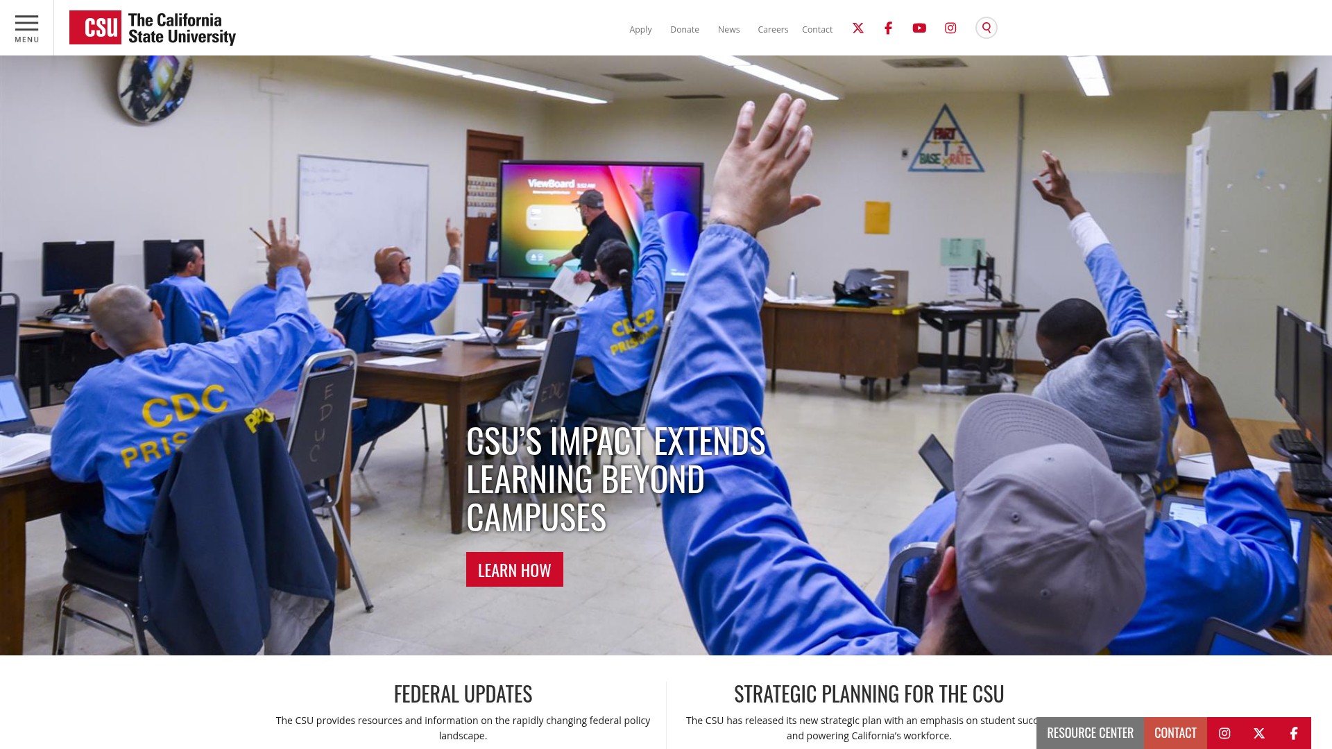Screenshot of www.calstate.edu