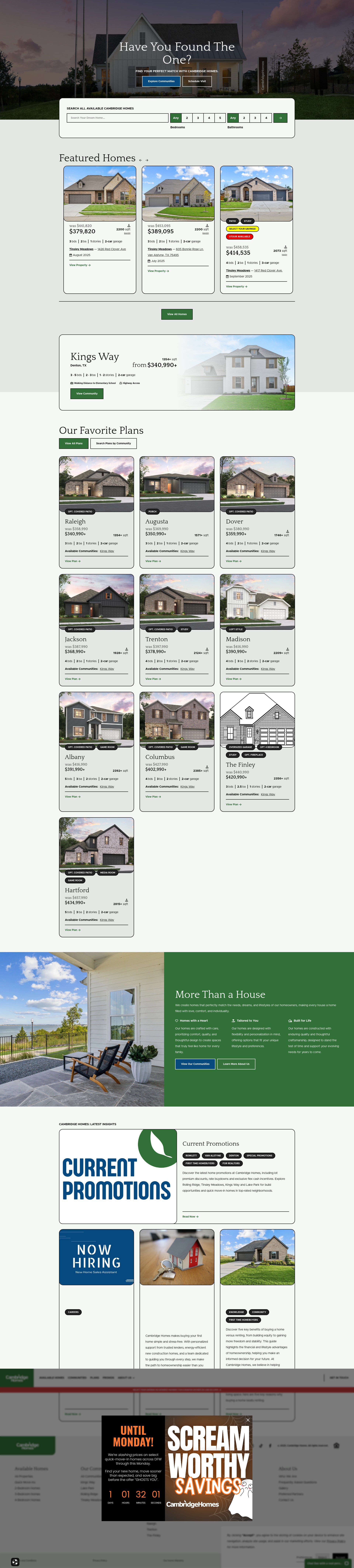 Screenshot of www.cambridgehomes.com