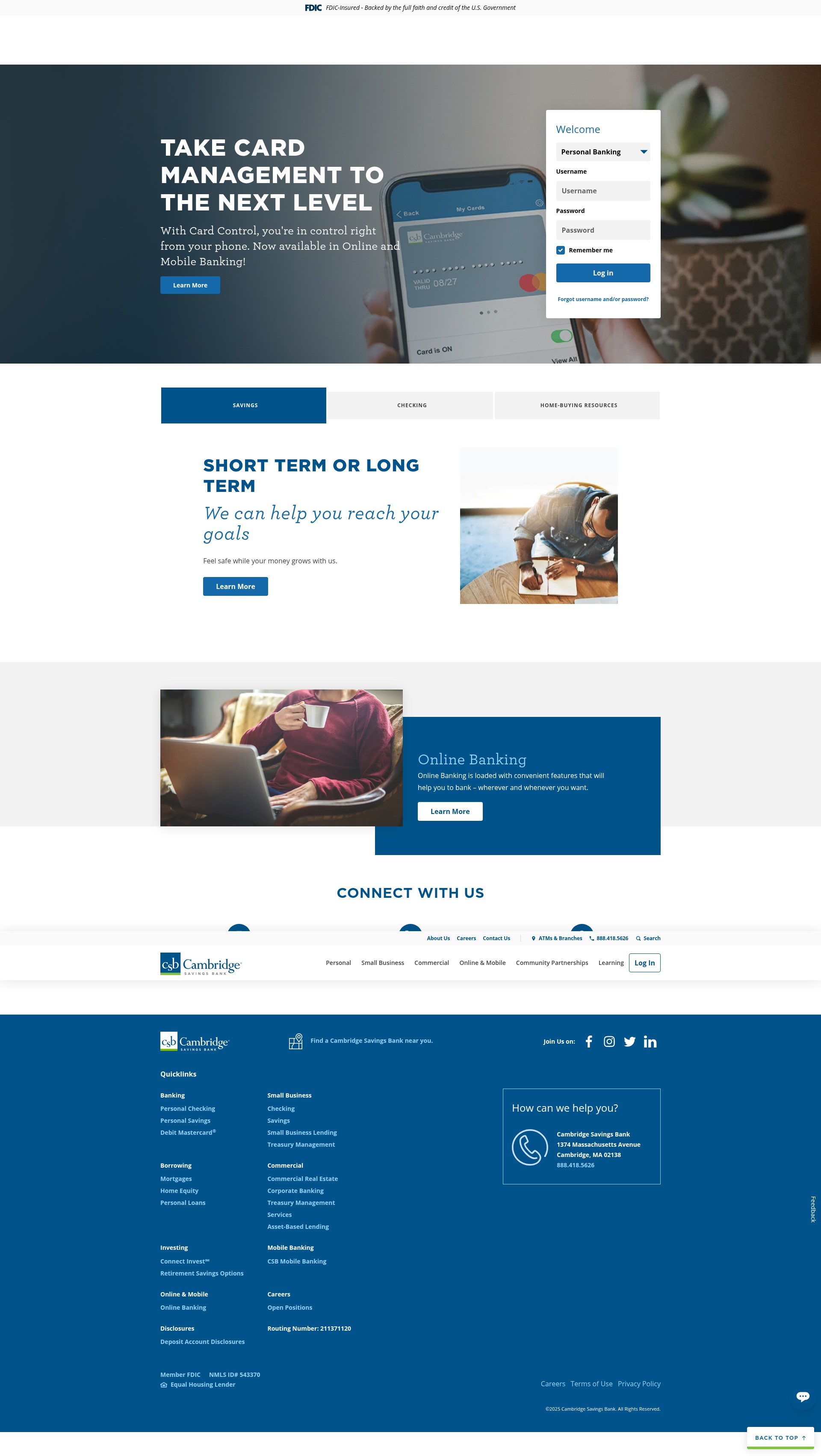 Screenshot of www.cambridgesavings.com