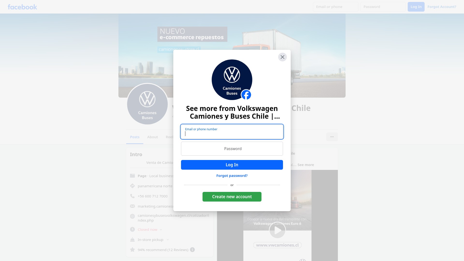 Screenshot of www.camionesybusesvolkswagen.cl