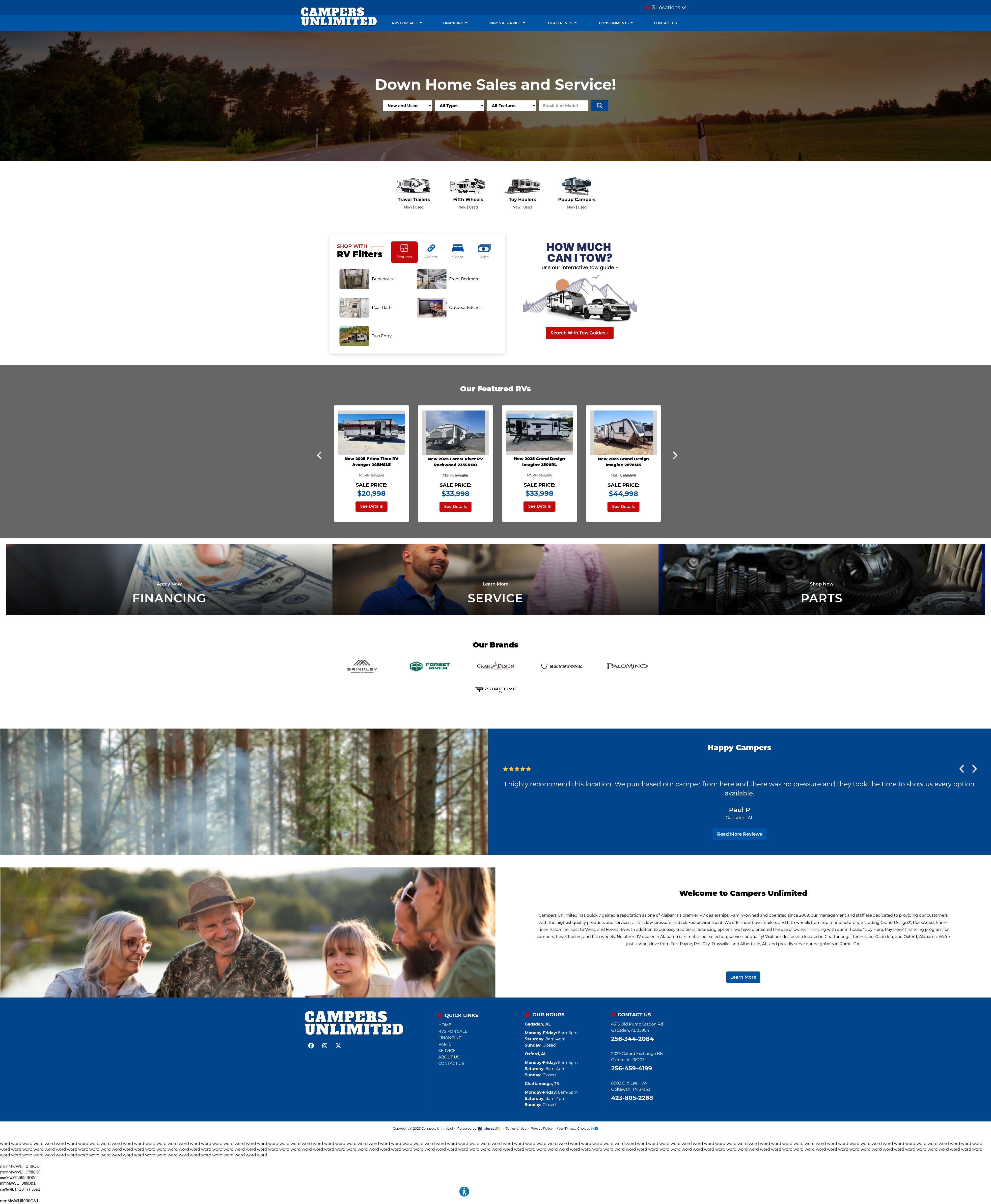 Screenshot of www.campersunlimited.net