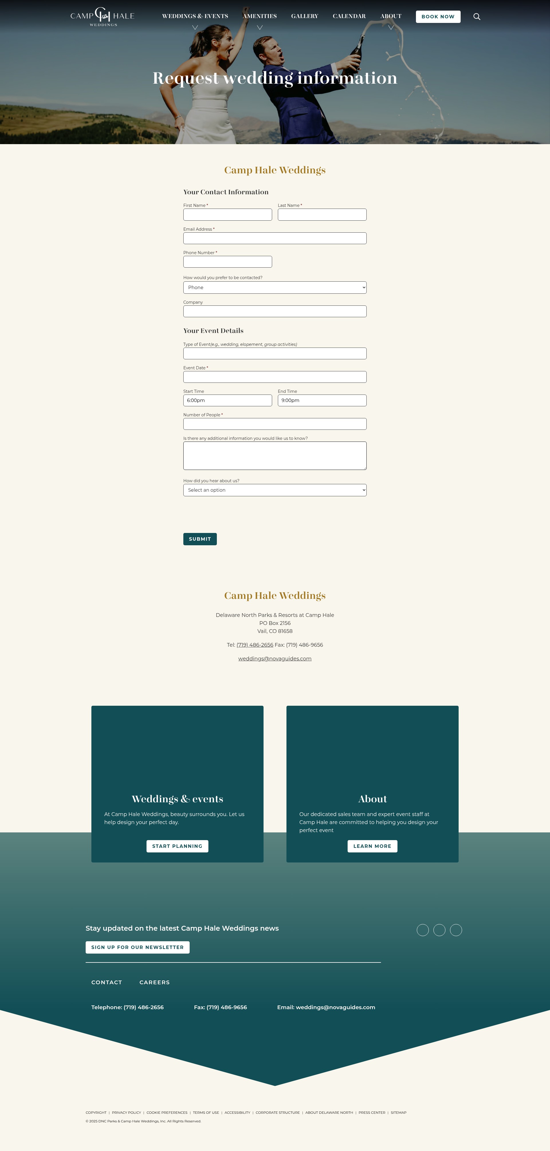 Screenshot of www.camphaleweddings.com