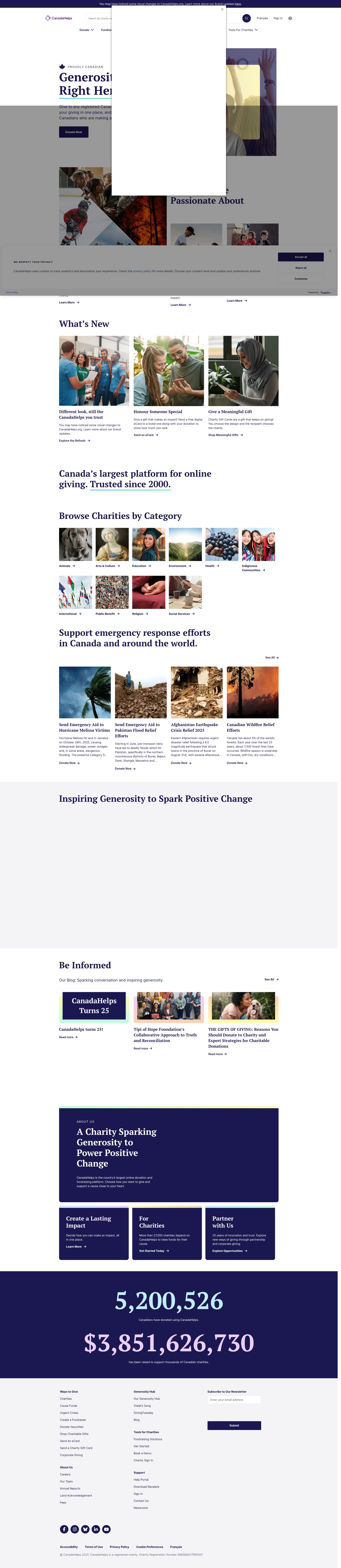 Screenshot of www.canadahelps.org