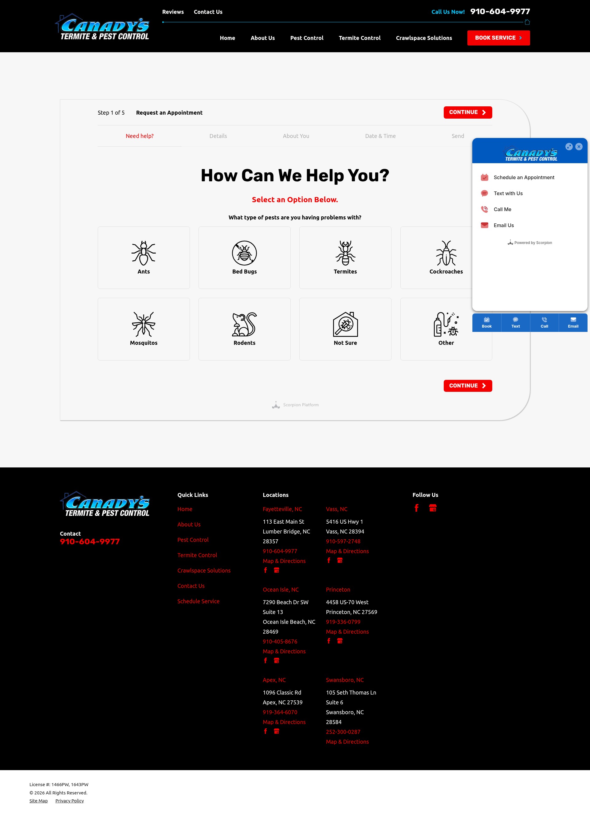 Screenshot of www.canadyspestcontrolservice.com