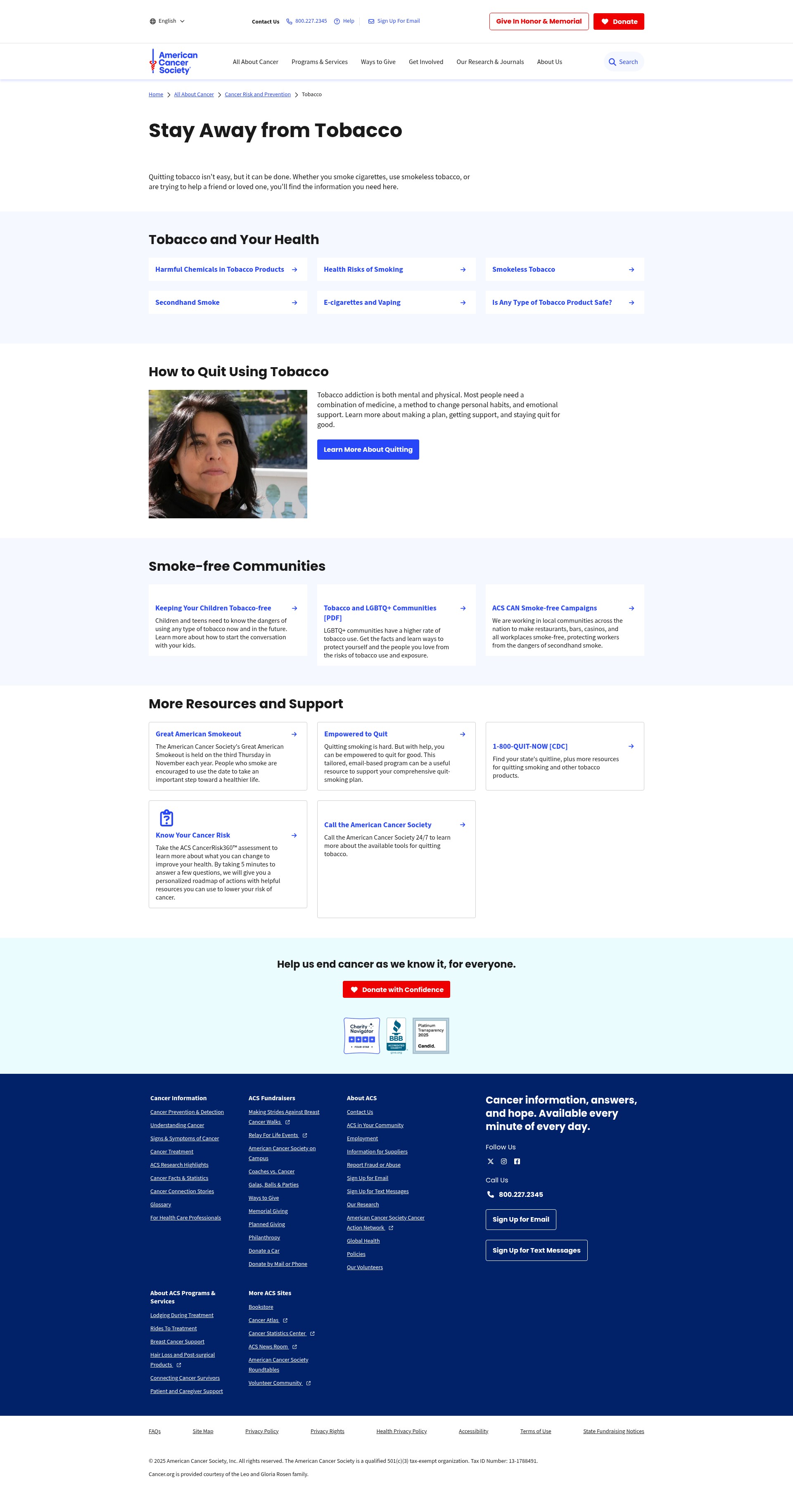 Screenshot of www.cancer.org