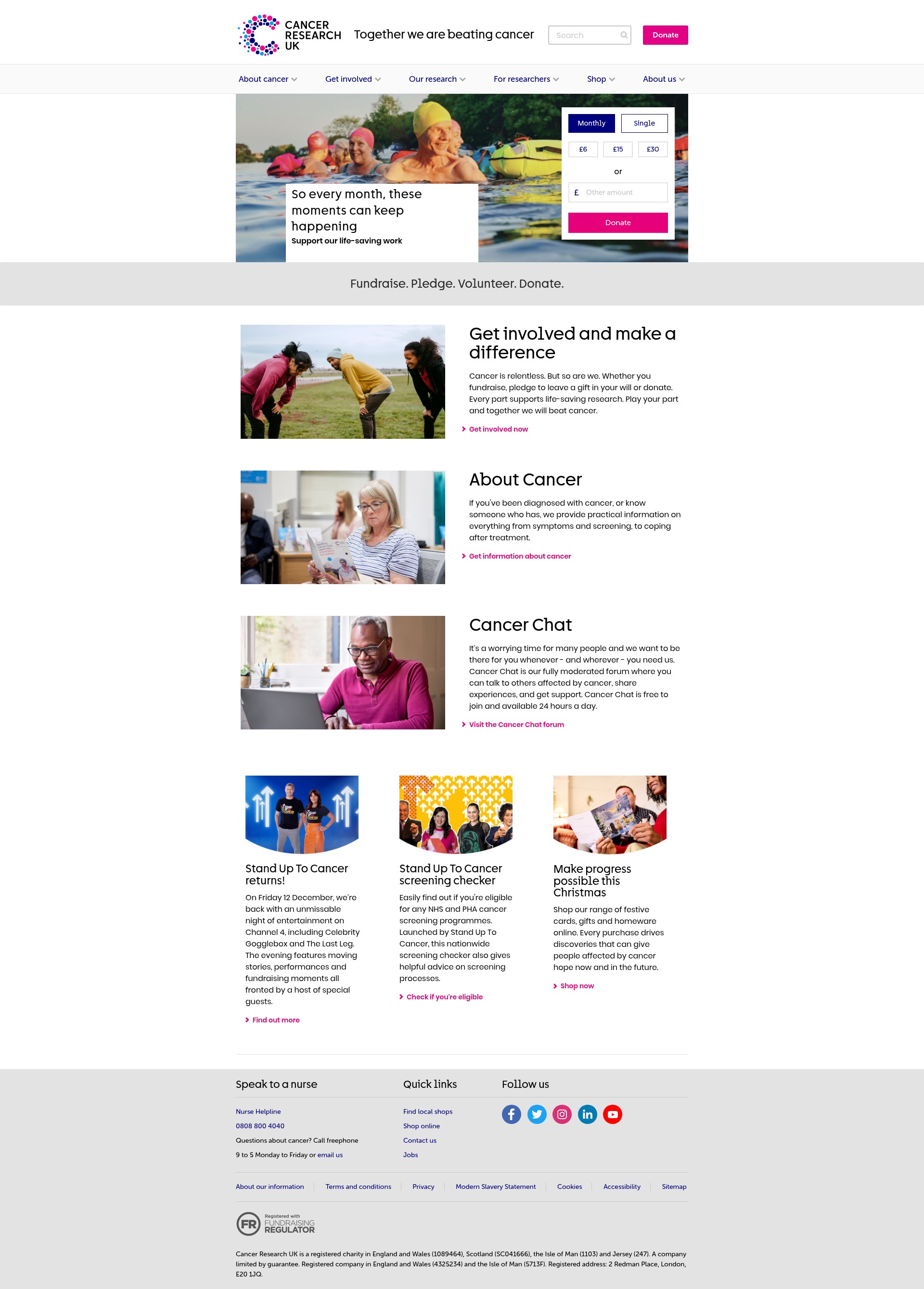 Screenshot of www.cancerresearchuk.org