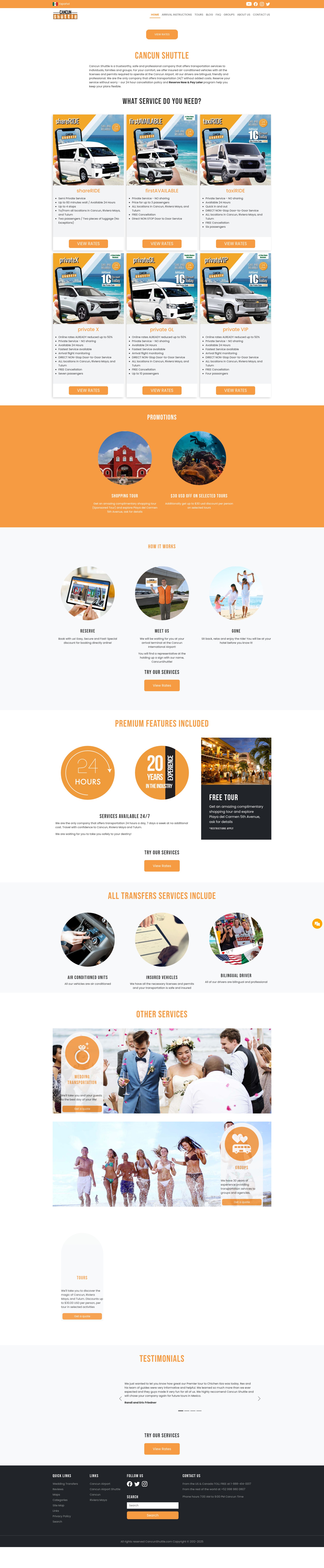 Screenshot of www.cancunshuttle.com