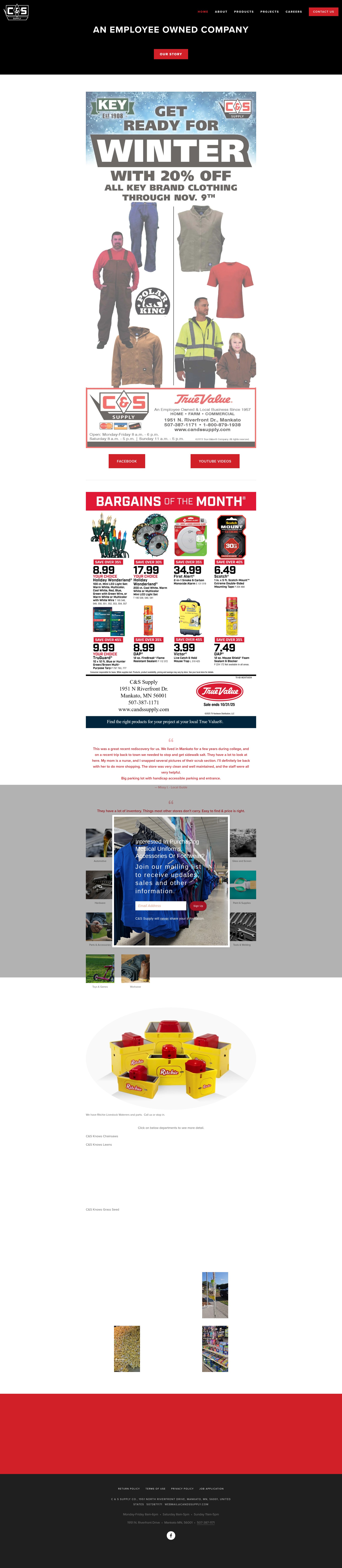 Screenshot of www.candssupply.com