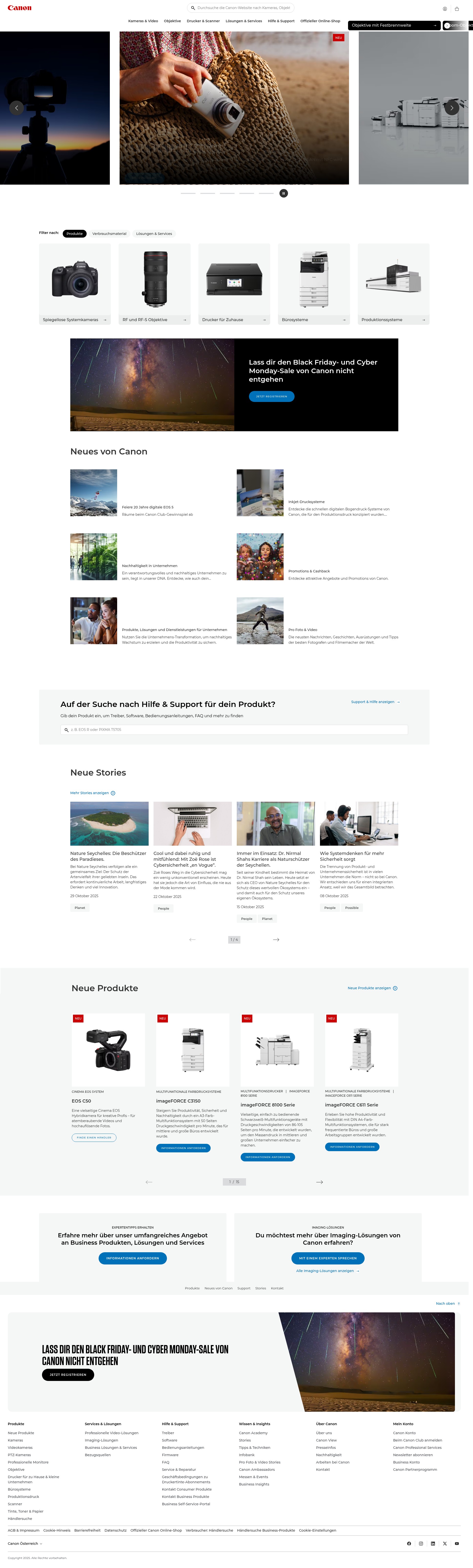Screenshot of www.canon.at