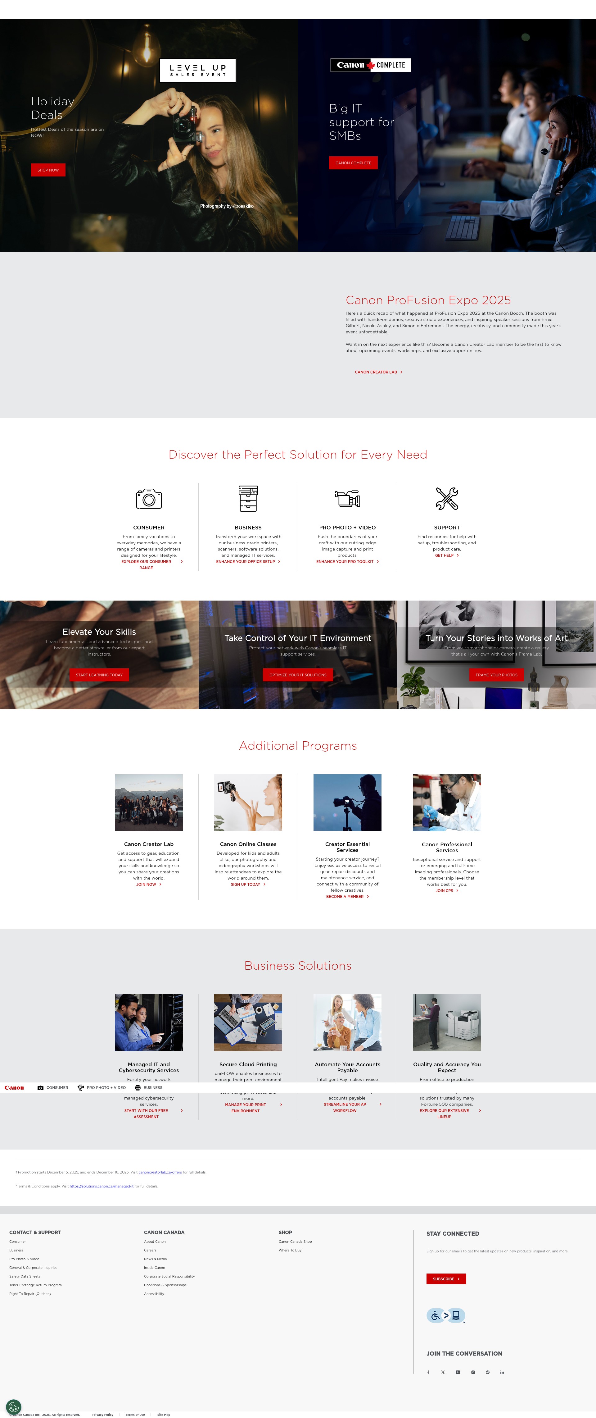 Screenshot of www.canon.ca