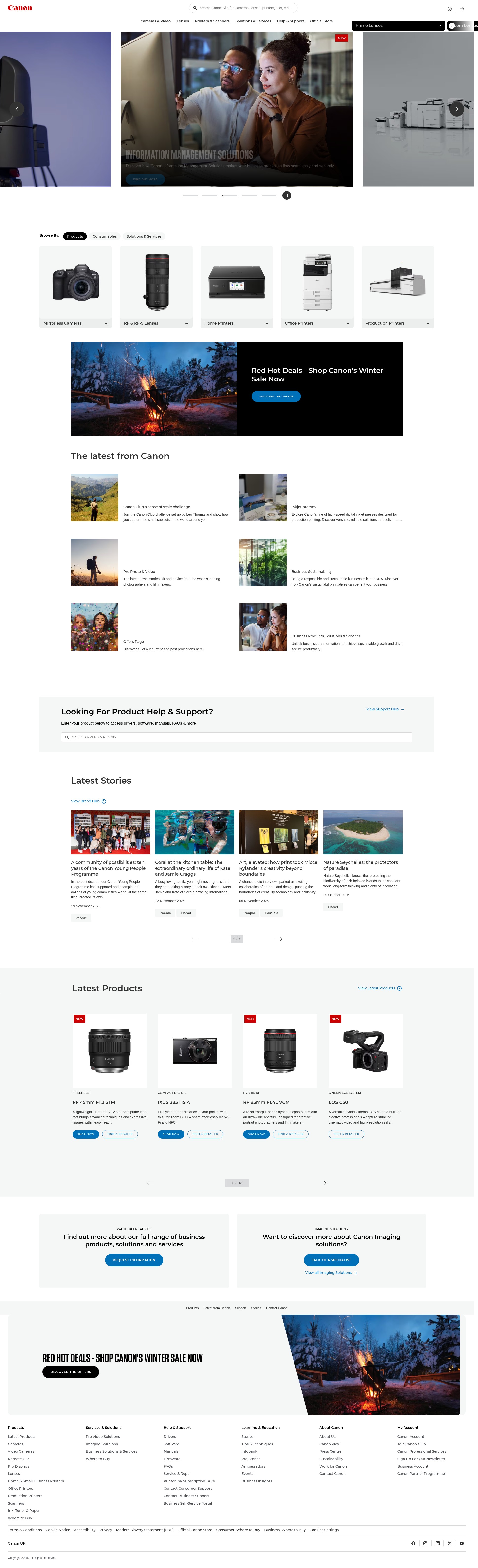 Screenshot of www.canon.co.uk