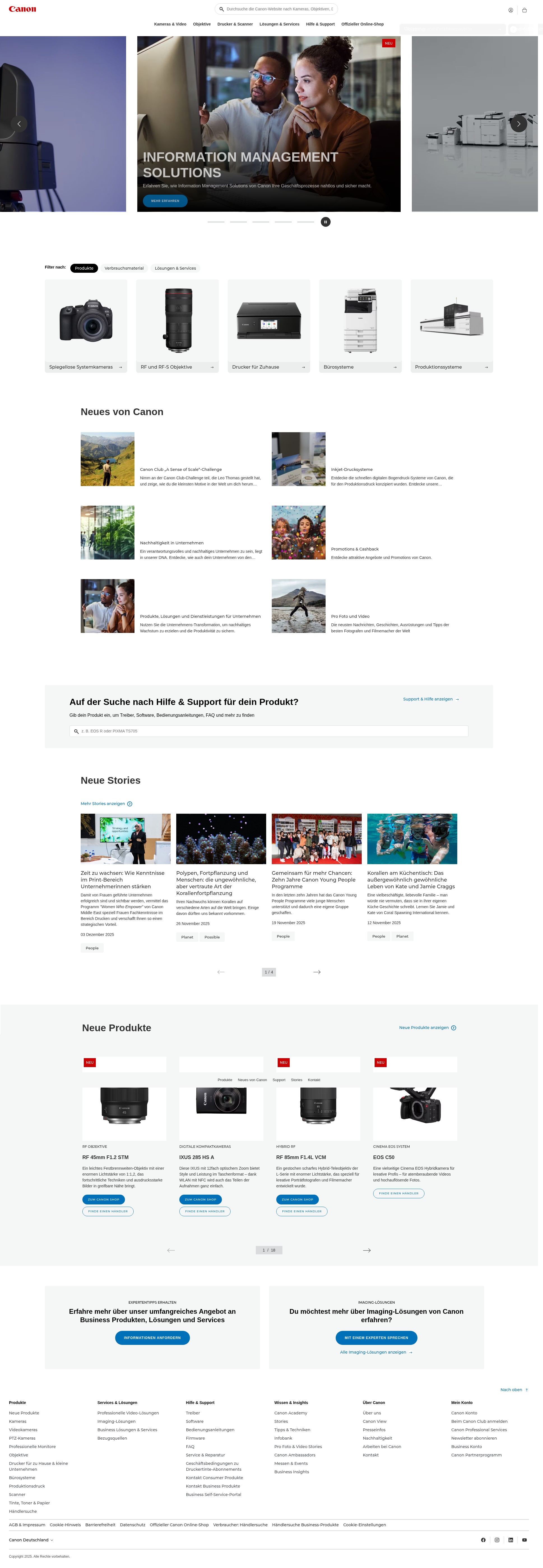 Screenshot of www.canon.de