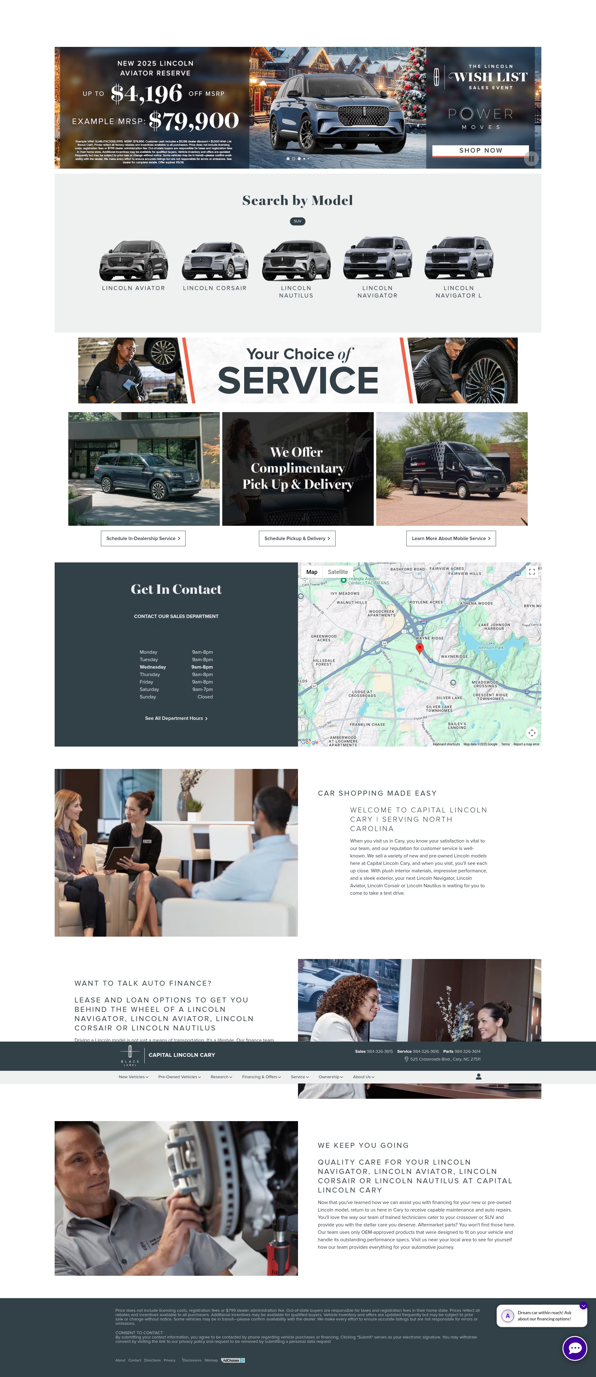 Screenshot of www.capitallincolncary.com