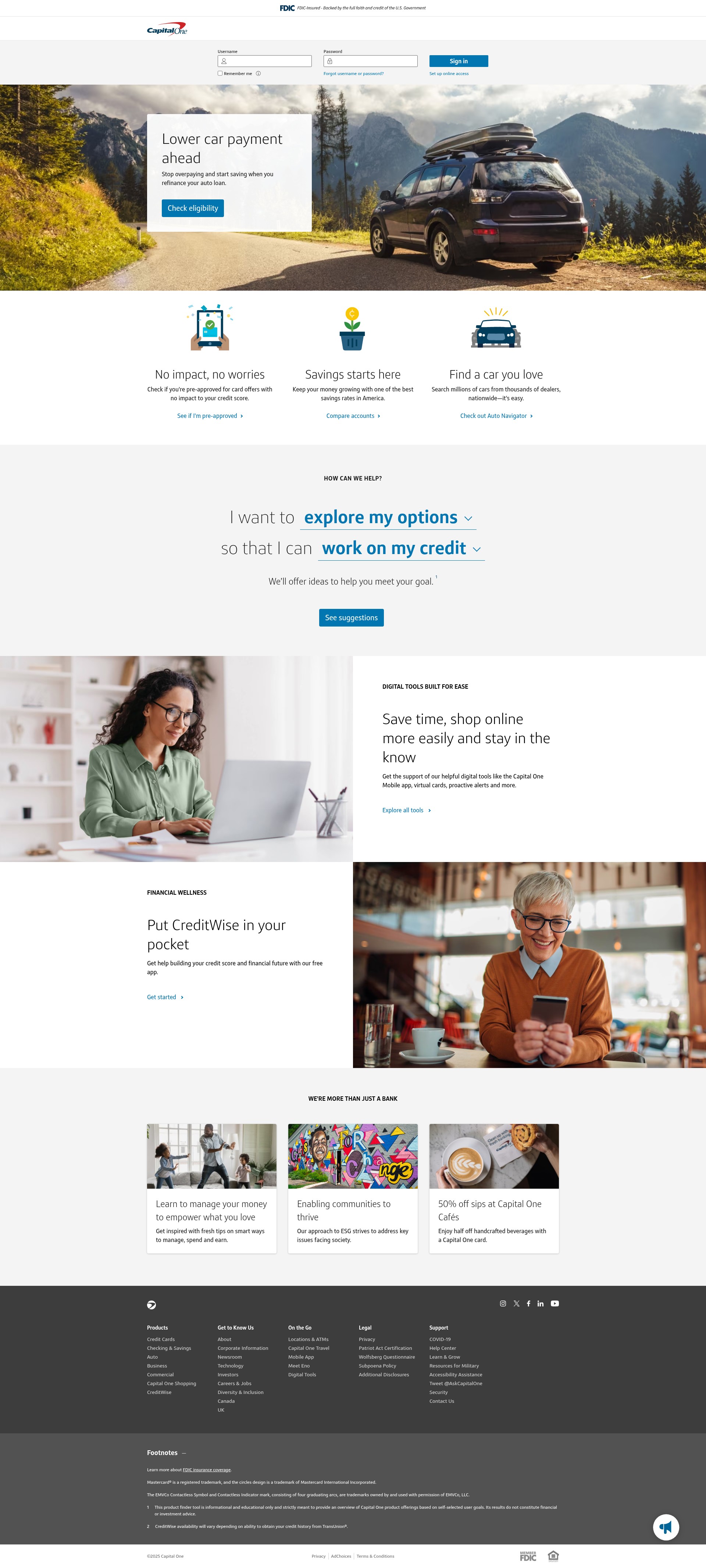 Screenshot of www.capitalone.com