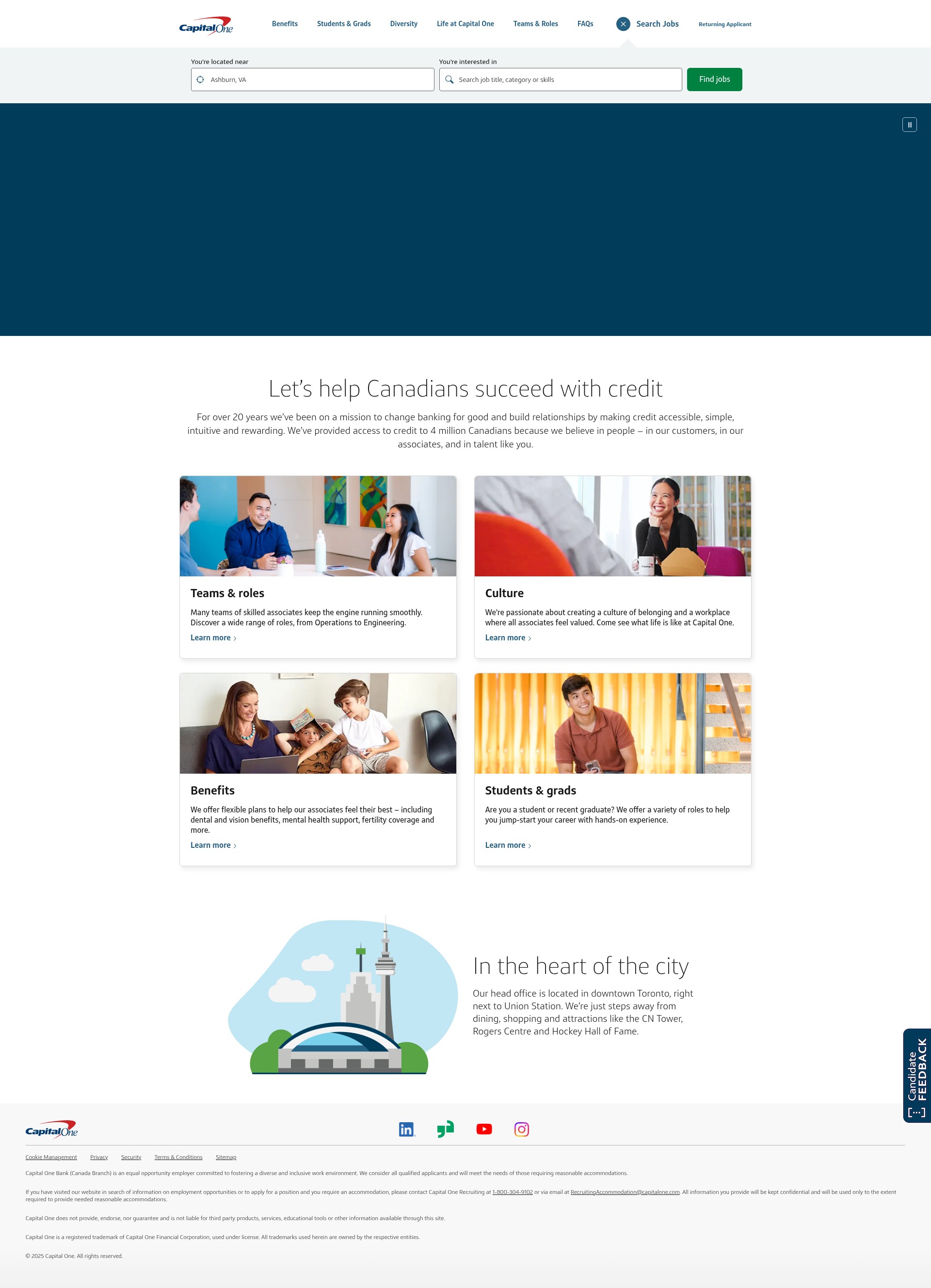 Screenshot of www.capitalonecareers.ca