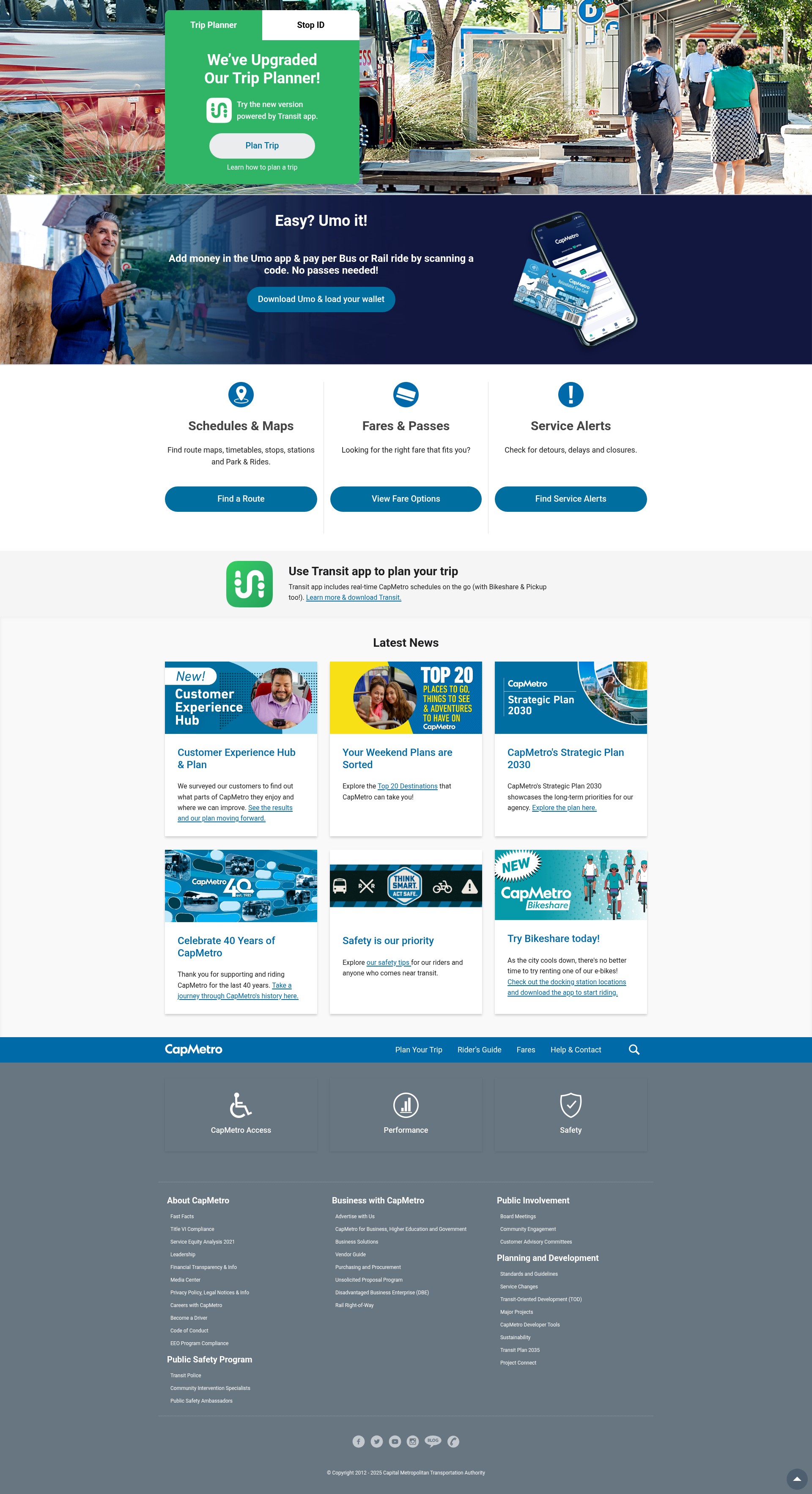 Screenshot of www.capmetro.org