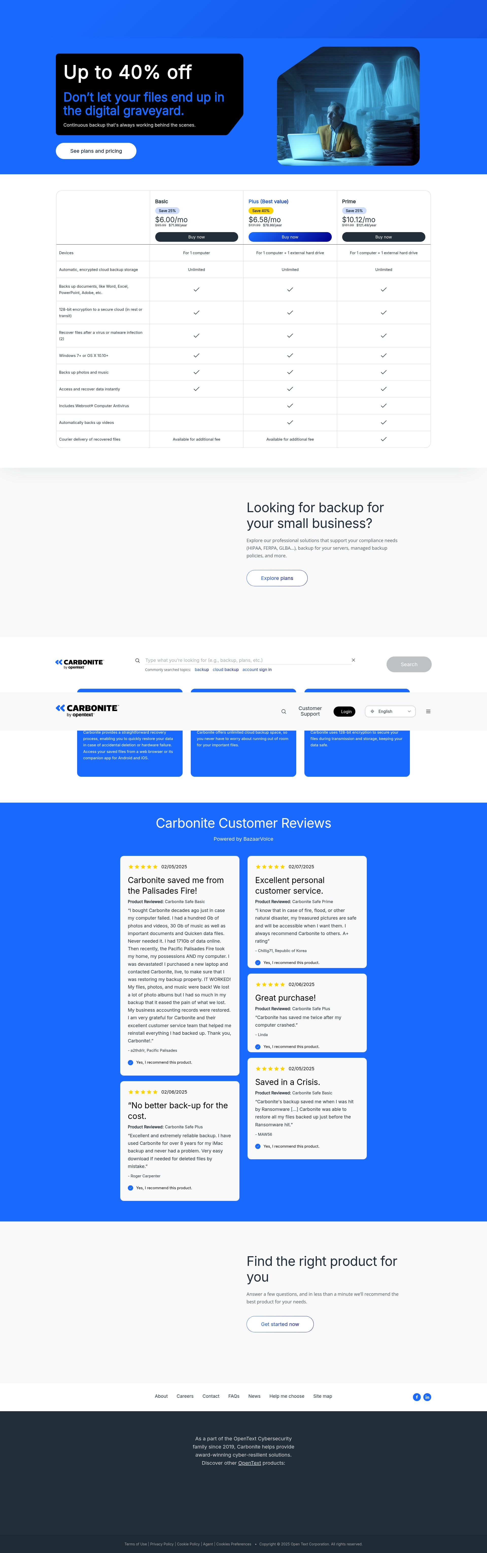 Screenshot of www.carbonite.com