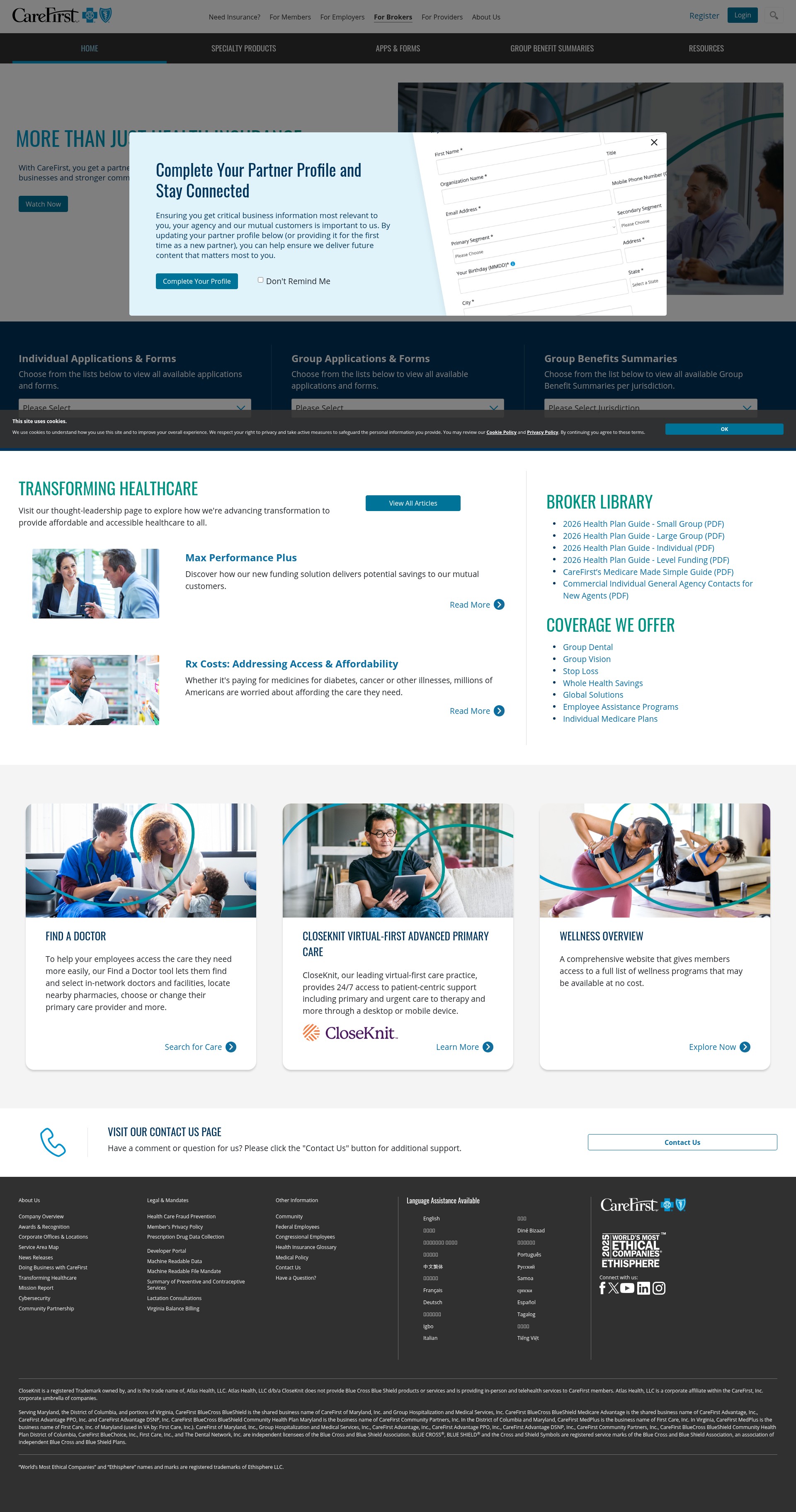 Screenshot of www.carefirst.com
