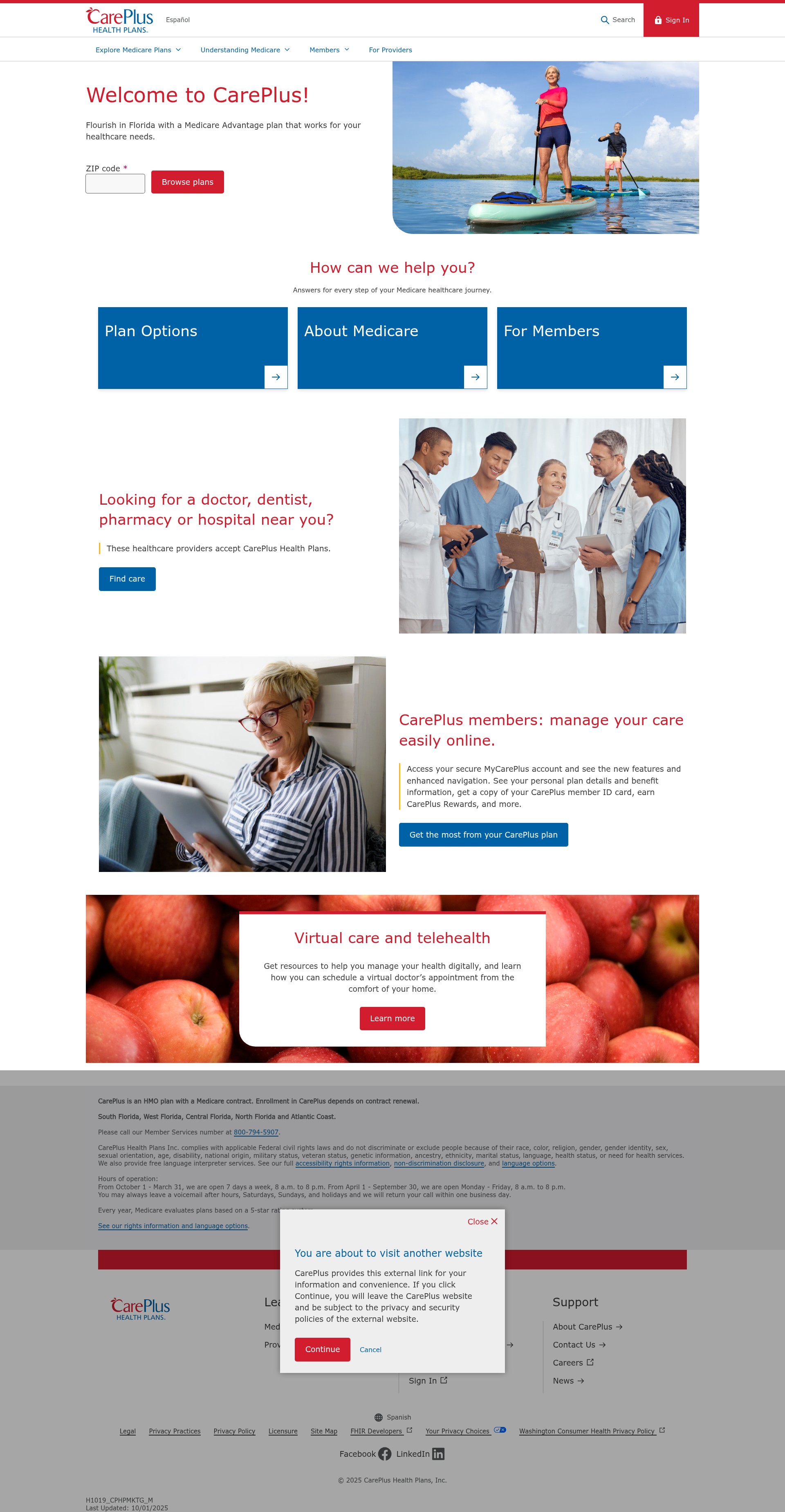 Screenshot of www.careplushealthplans.com