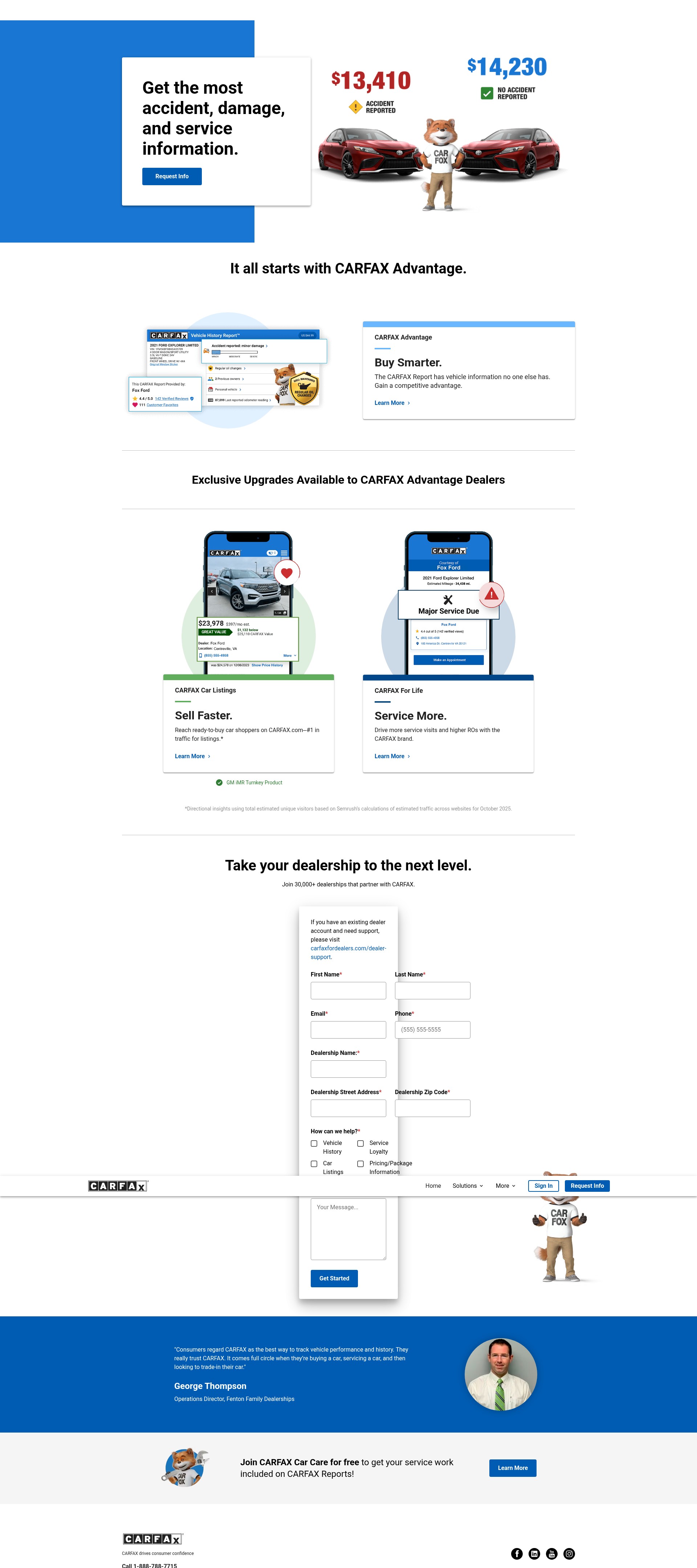 Screenshot of www.carfaxfordealers.com