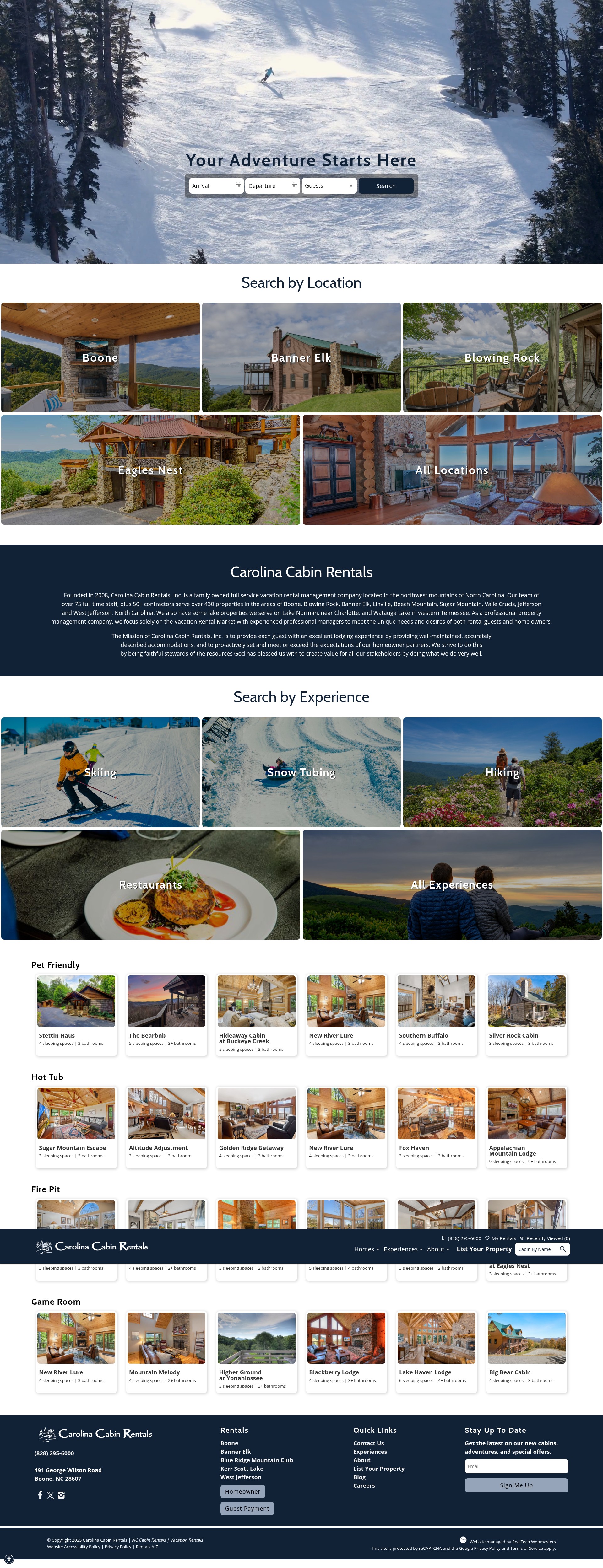 Screenshot of www.carolinacabinrentals.com