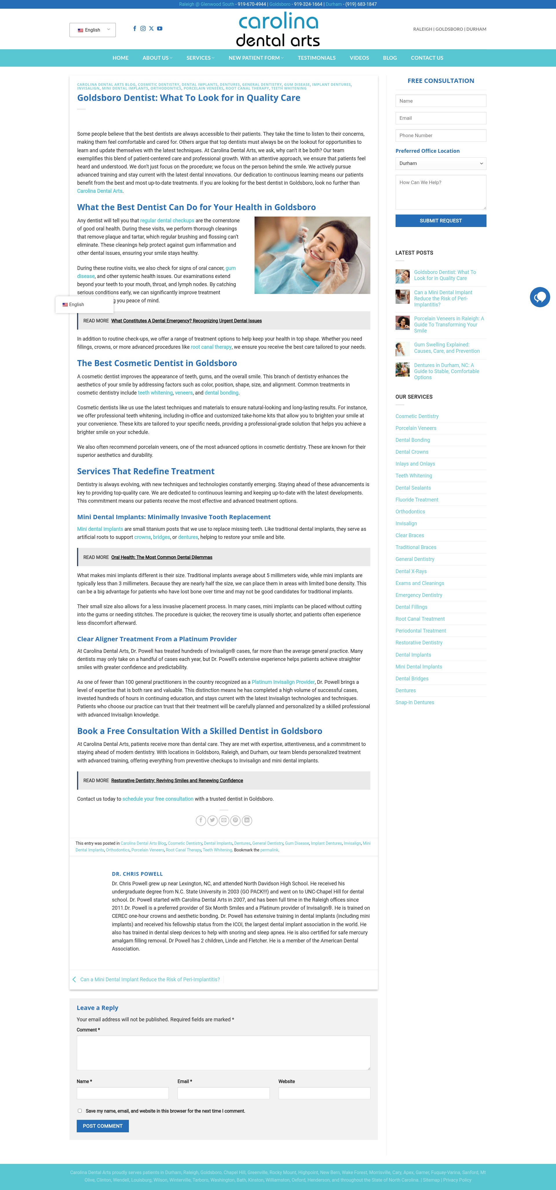 Screenshot of www.carolinadentalarts.com