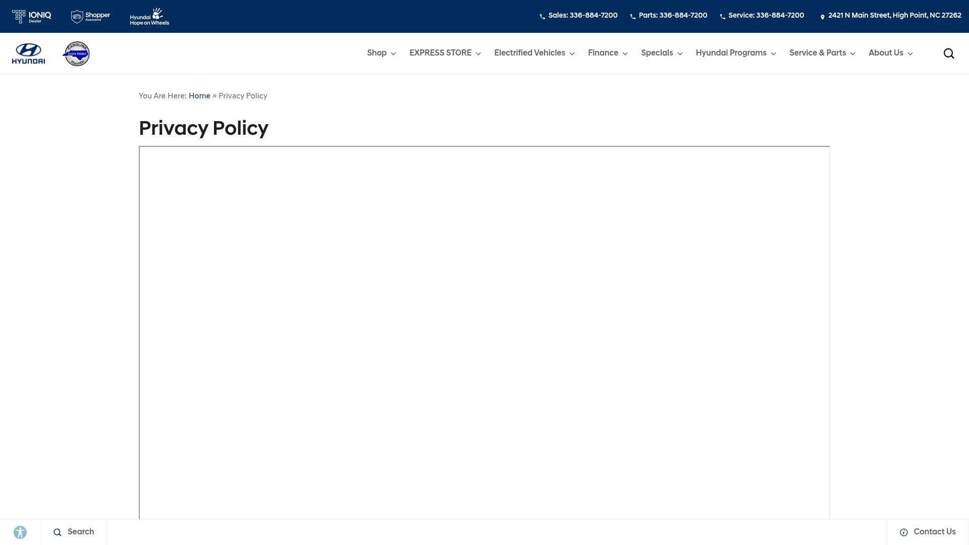Screenshot of www.carolinahyundai.com