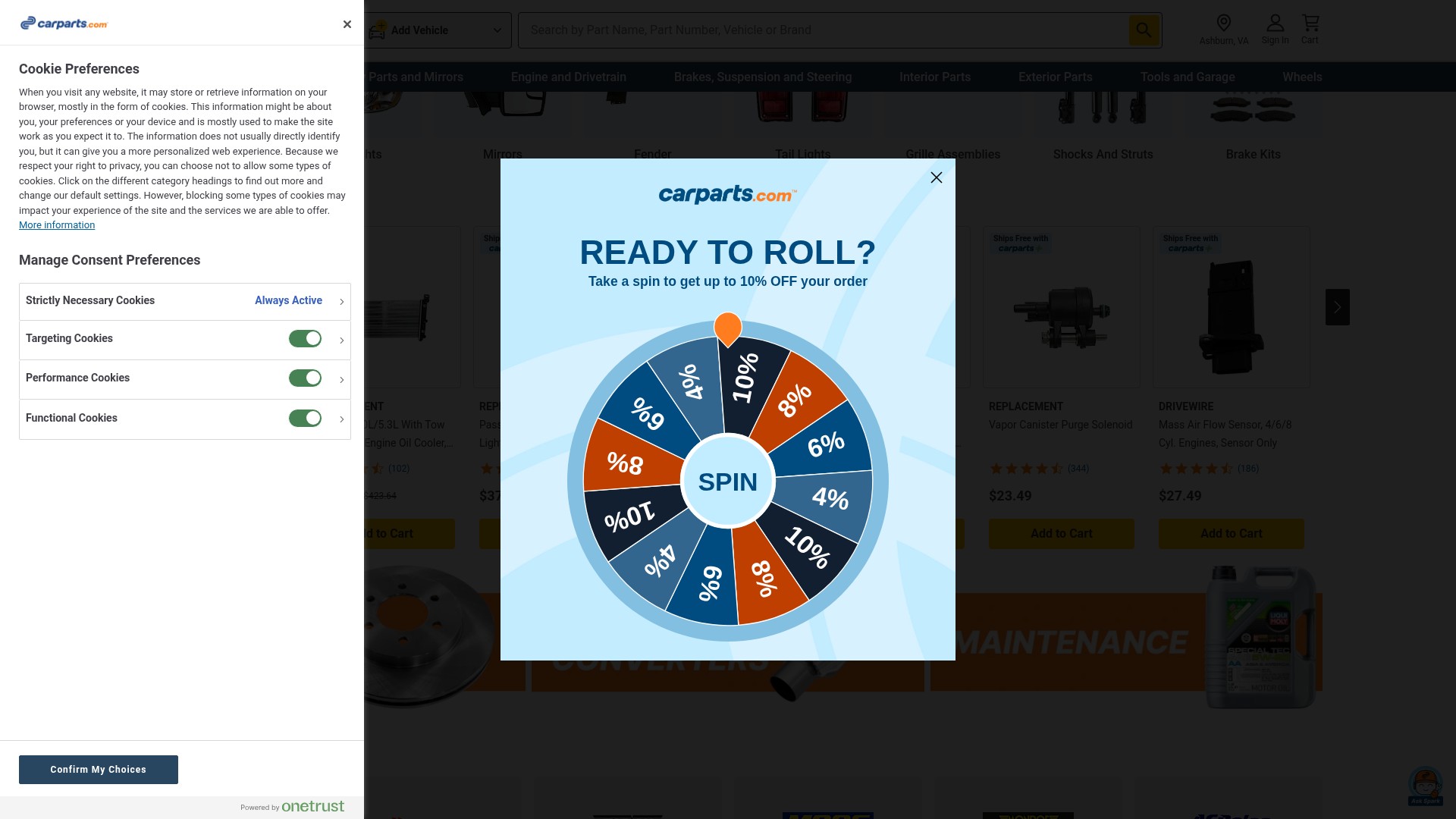 Screenshot of www.carparts.com