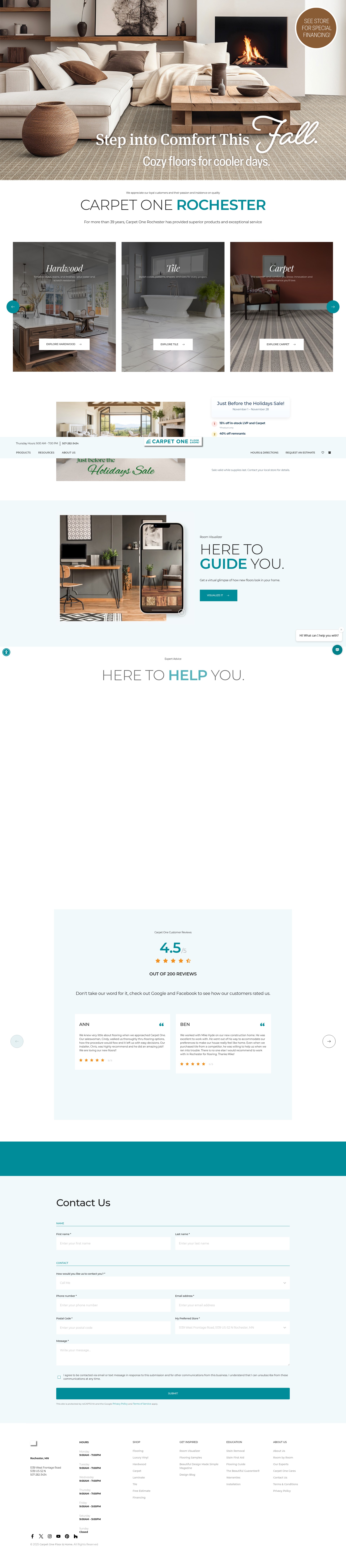 Screenshot of www.carpetonefloorandhomerochester.com