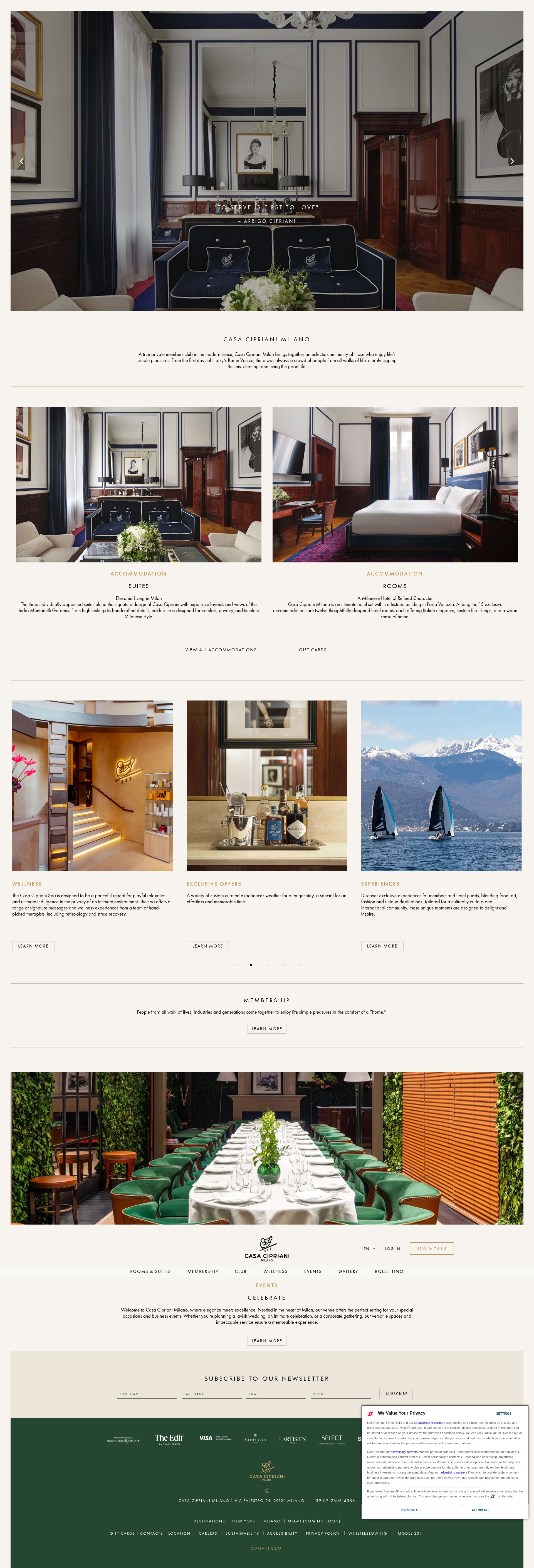 Screenshot of www.casaciprianimilano.com