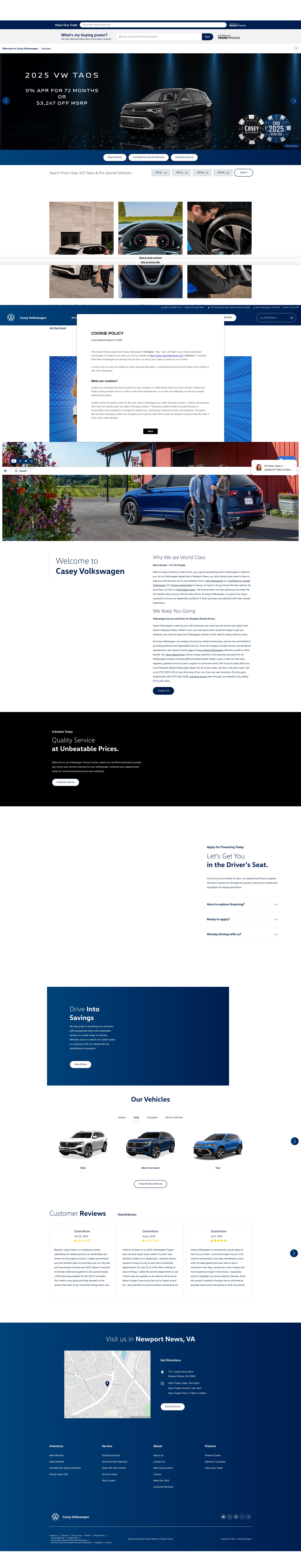 Screenshot of www.caseyvolkswagen.com
