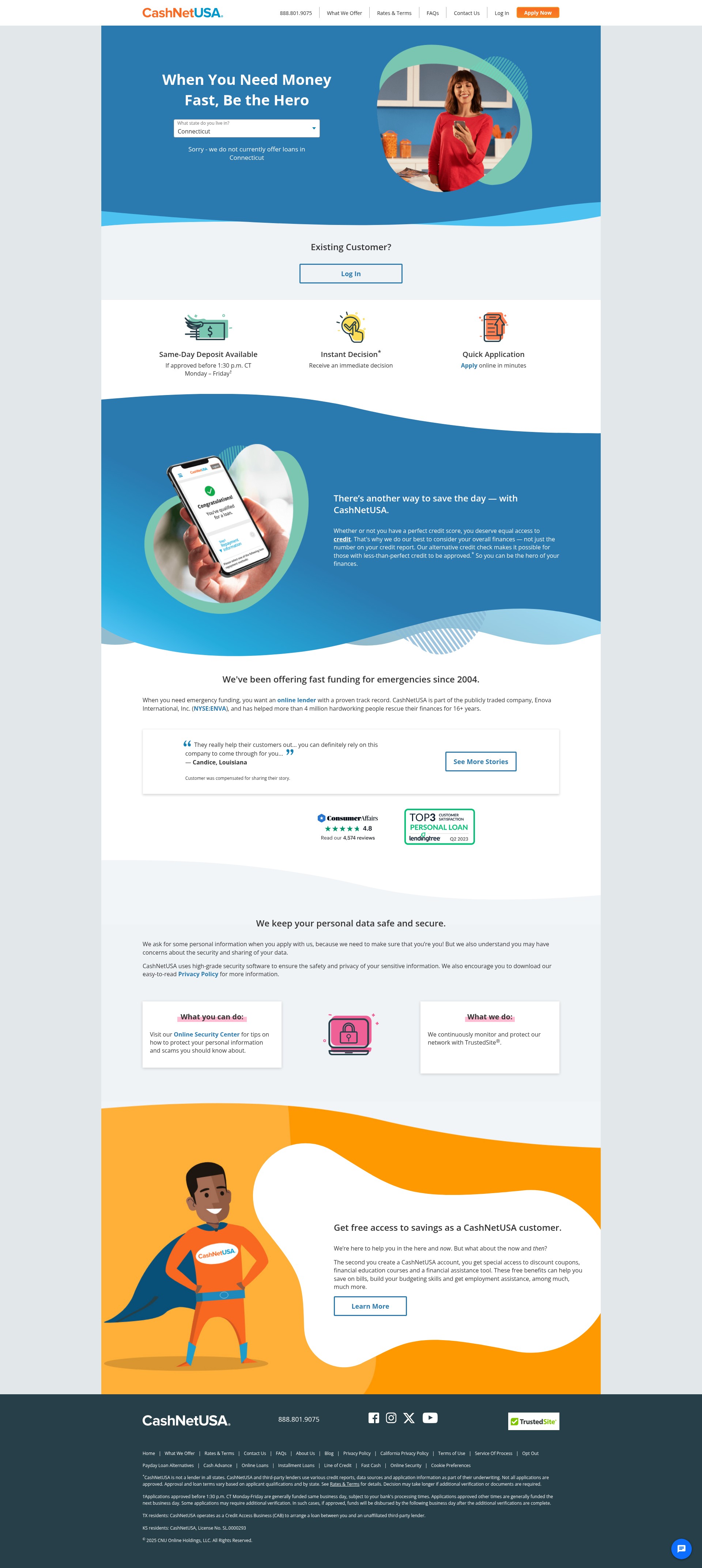 Screenshot of www.cashnetusa.com