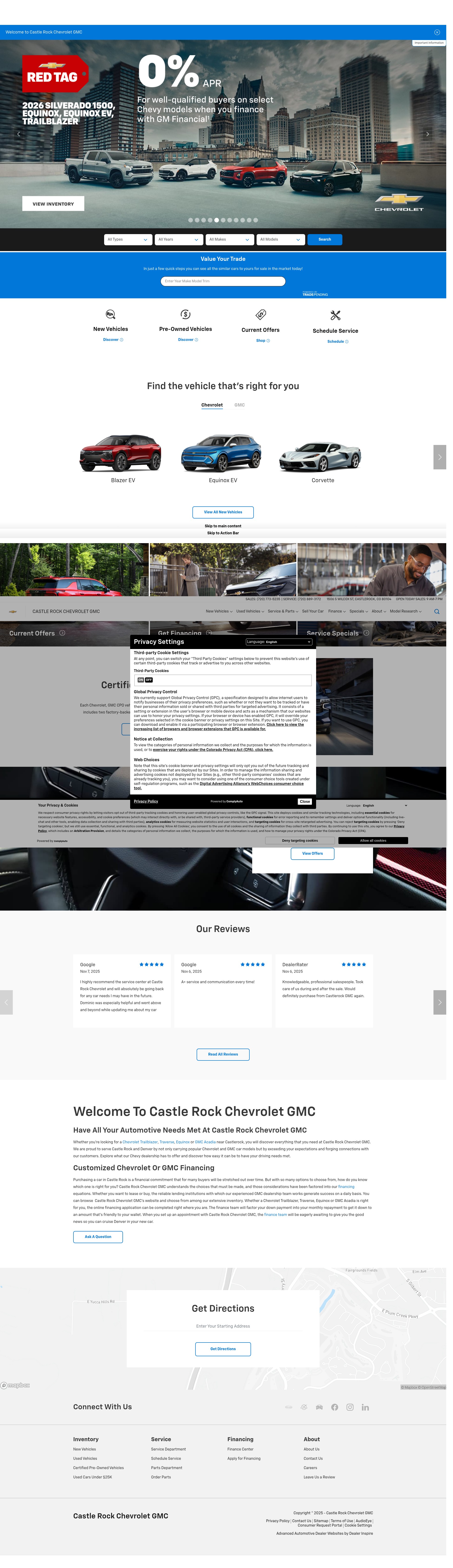 Screenshot of www.castlerockchevygmc.com