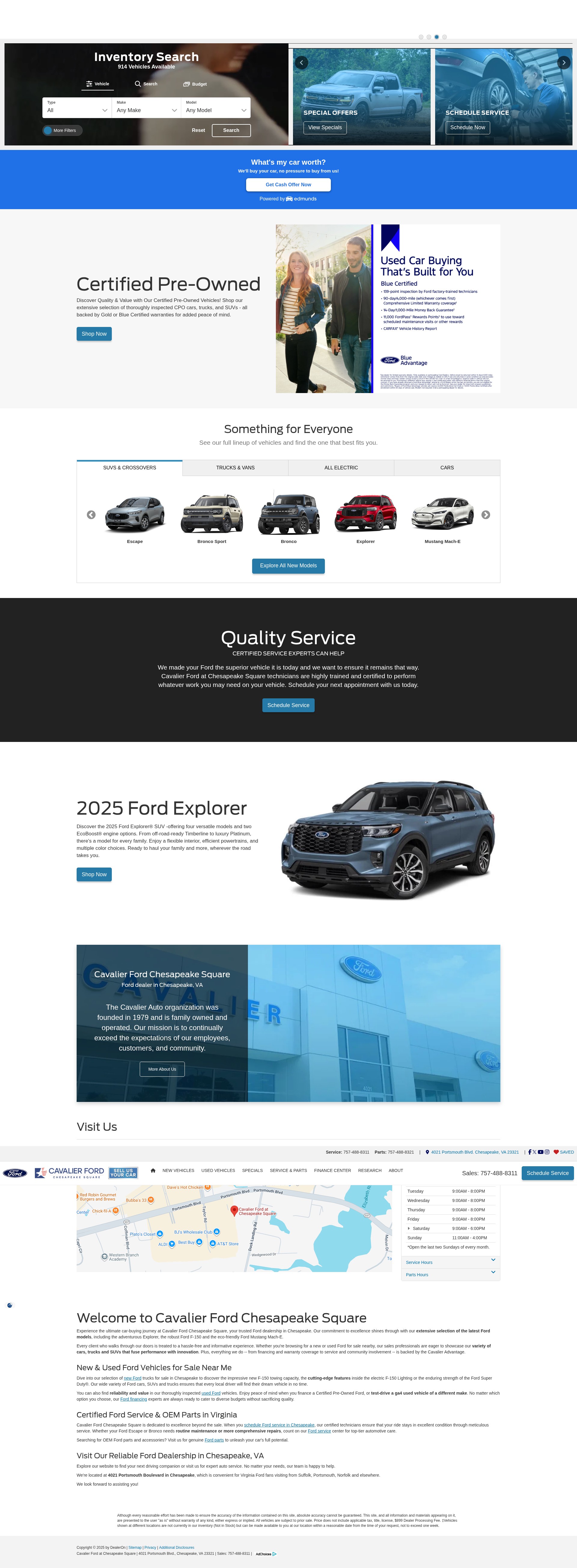Screenshot of www.cavalierfordchesapeakesquare.com