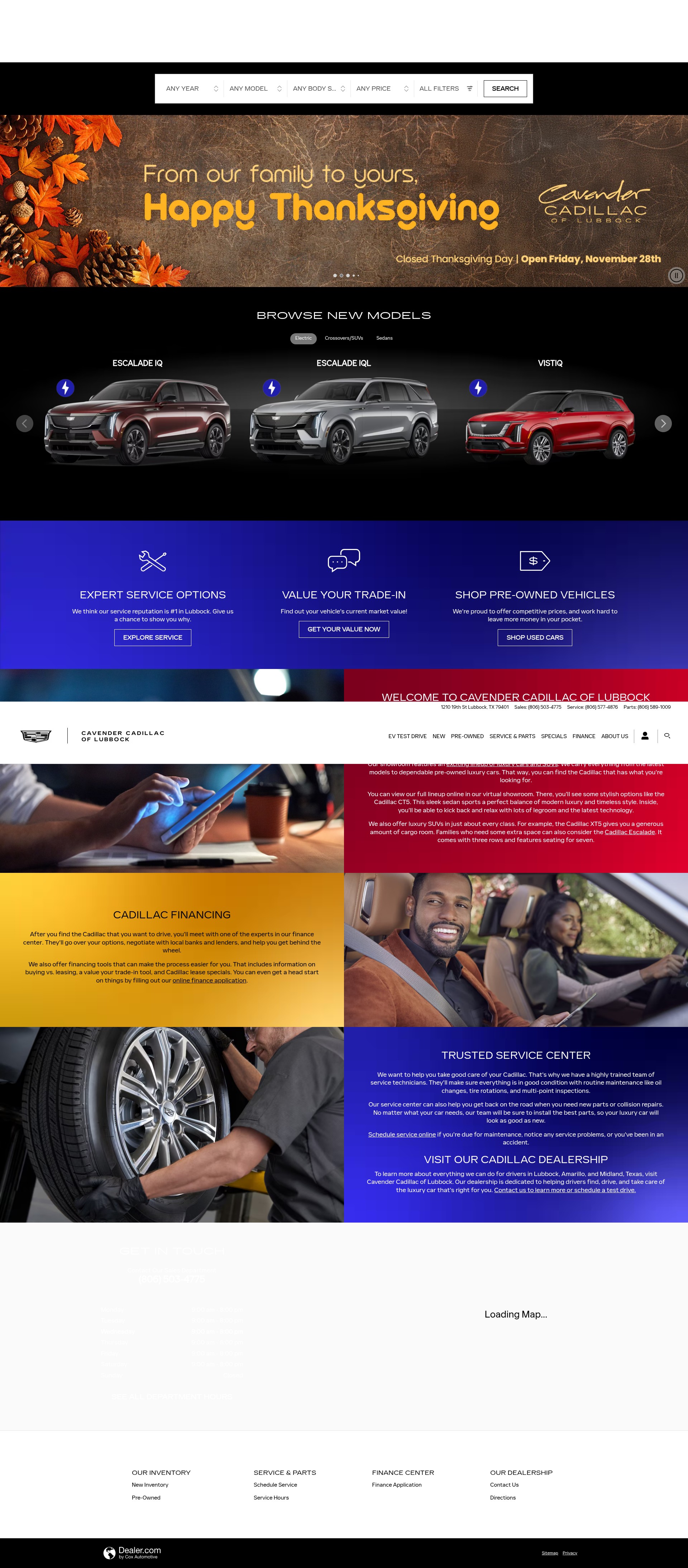 Screenshot of www.cavendercadillacoflubbock.com