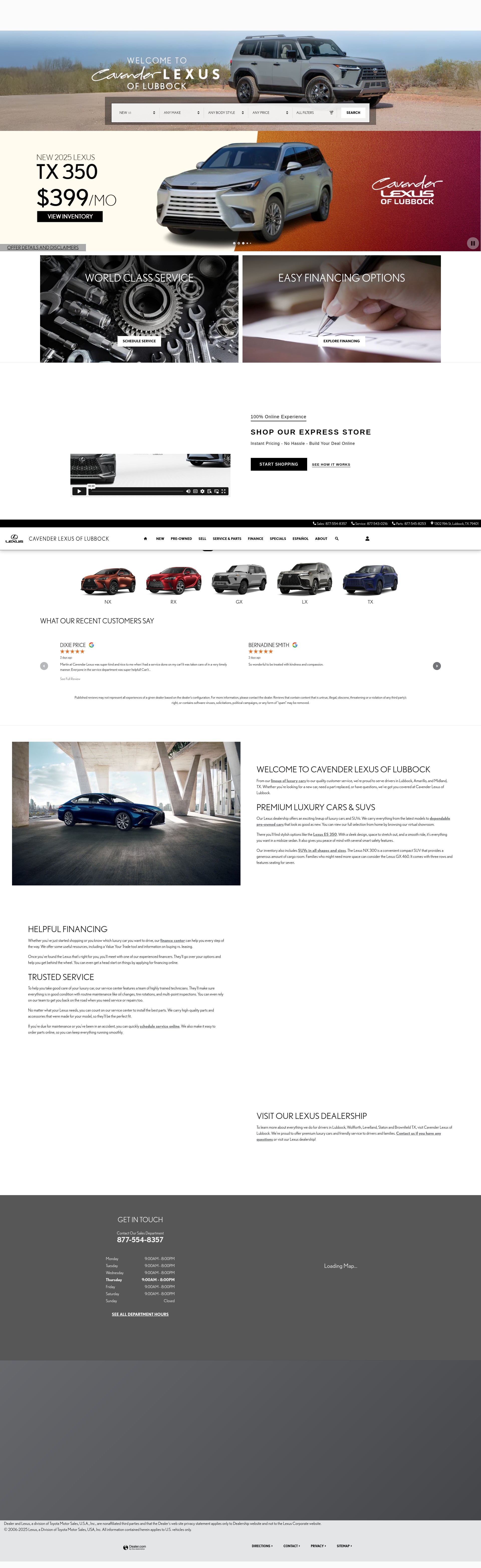 Screenshot of www.cavenderlexusoflubbock.com