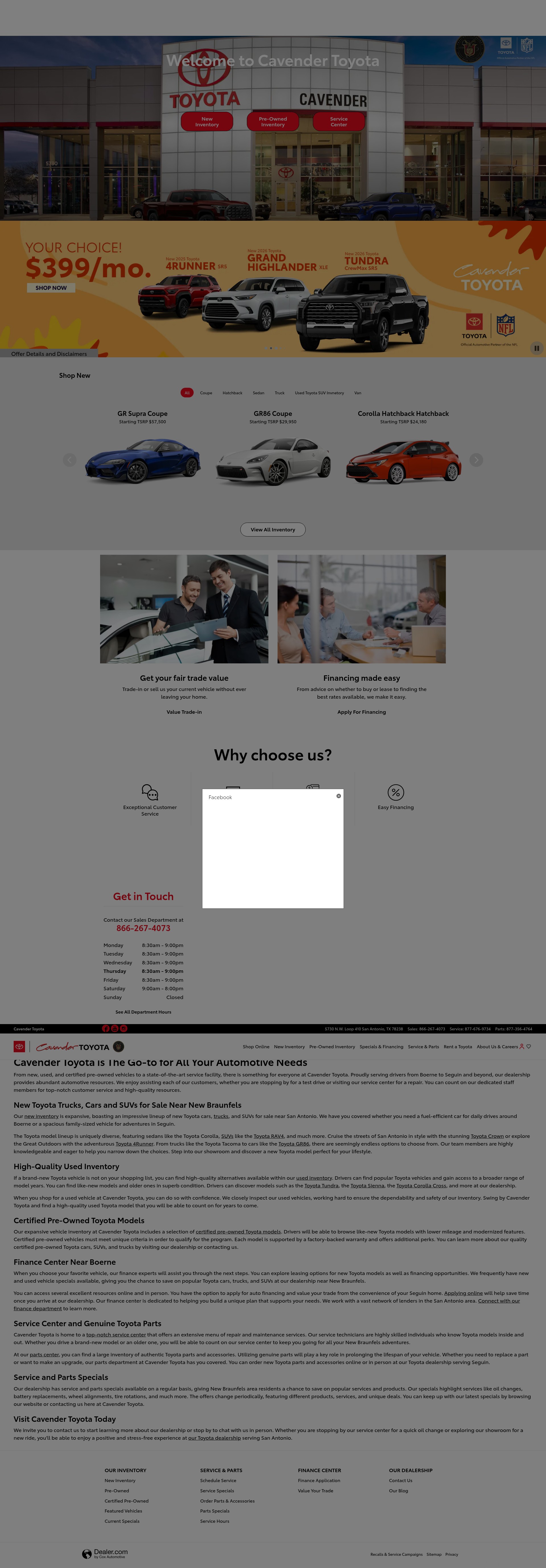 Screenshot of www.cavendertoyota.com