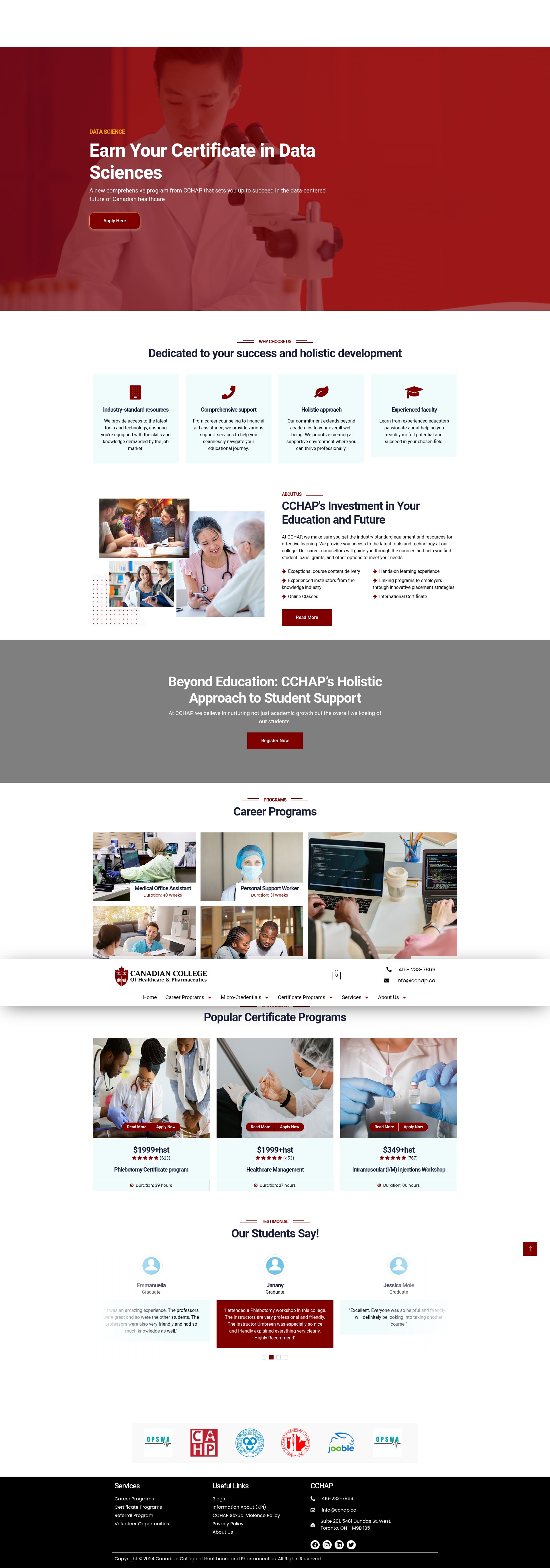 Screenshot of www.cchap.ca