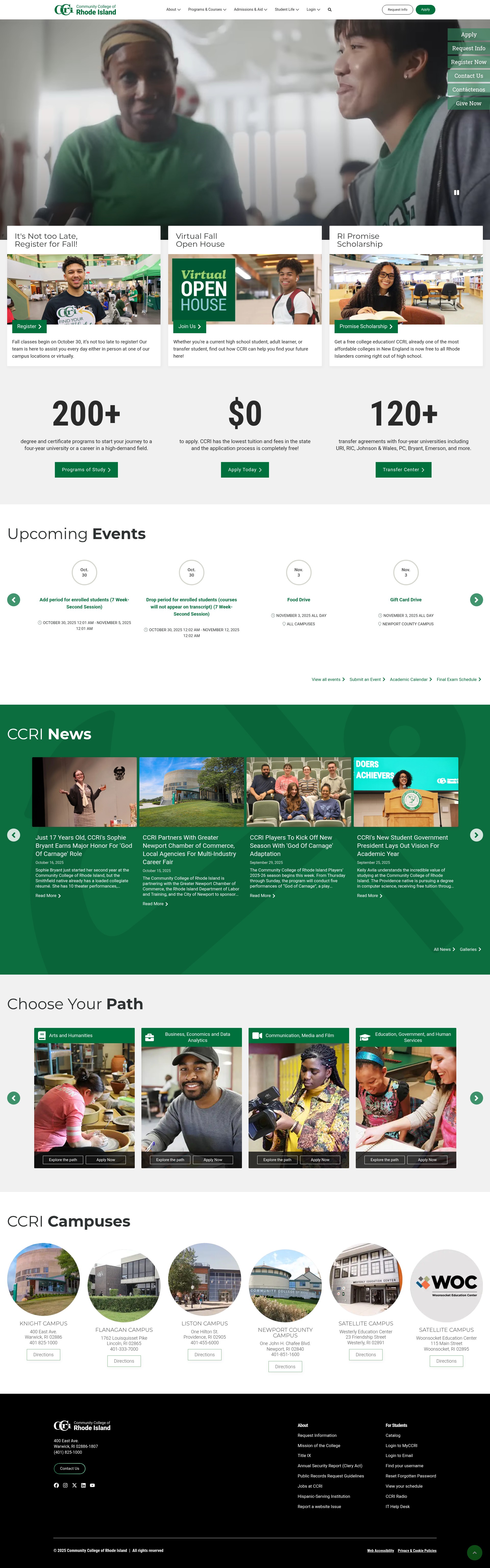 Screenshot of www.ccri.edu