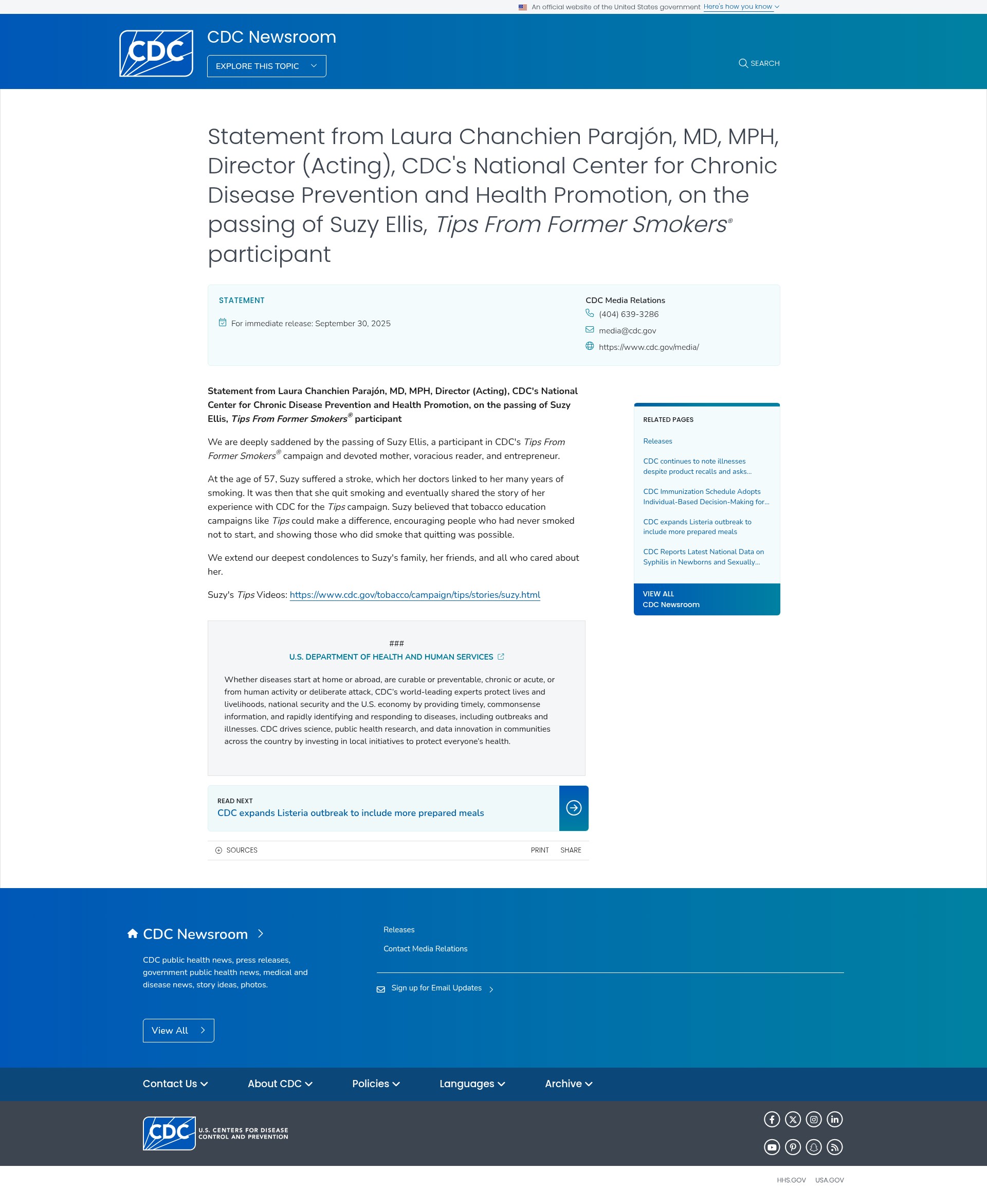 Screenshot of www.cdc.gov