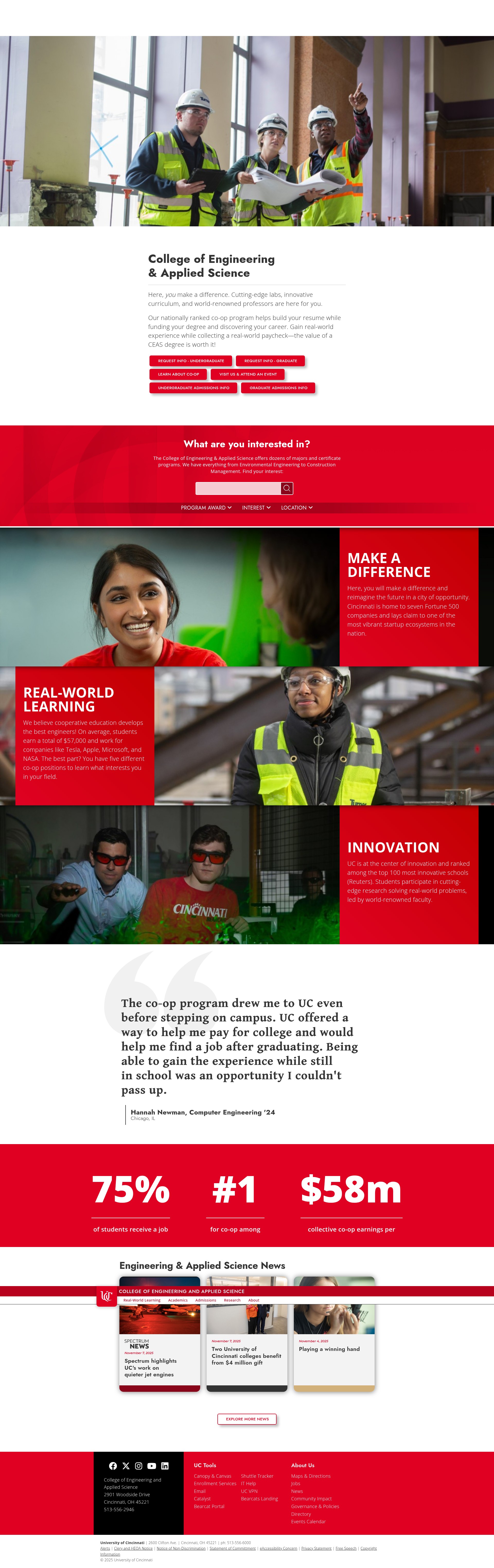 Screenshot of www.ceas.uc.edu
