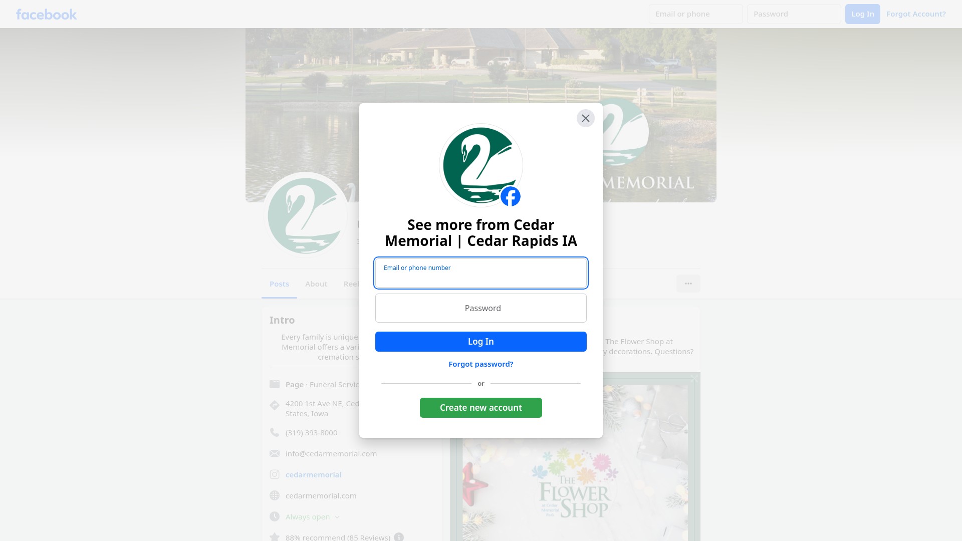 Screenshot of www.cedarmemorial.com