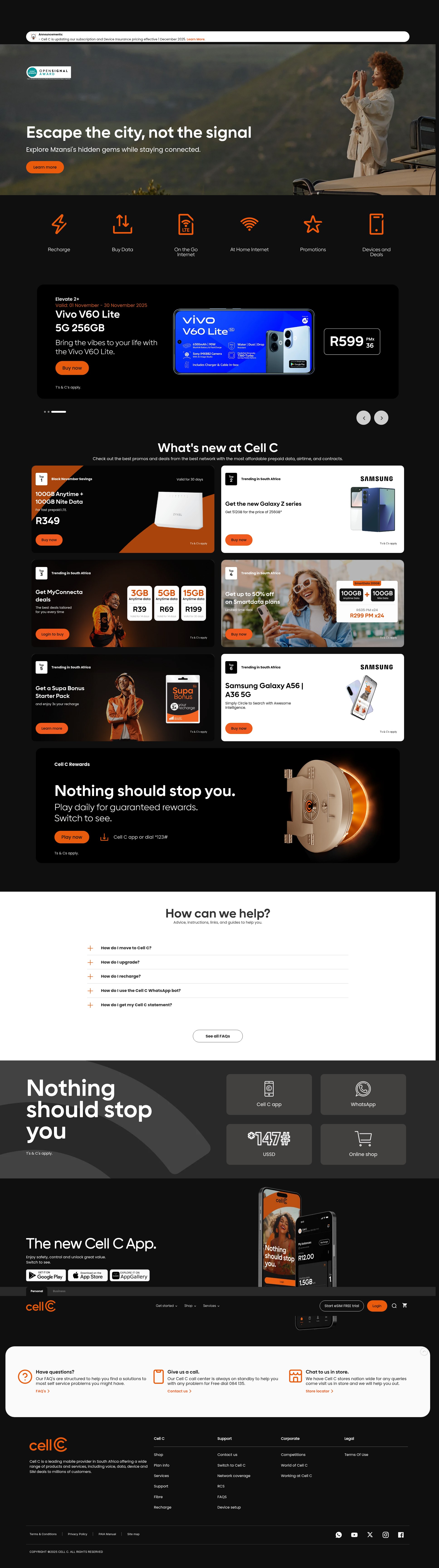 Screenshot of www.cellc.co.za