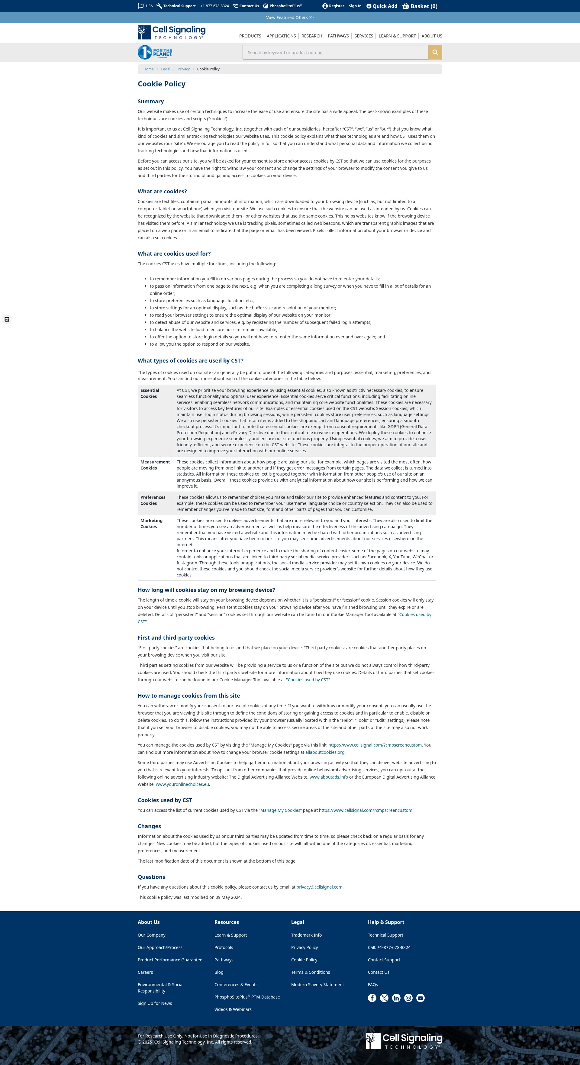 Screenshot of www.cellsignal.com