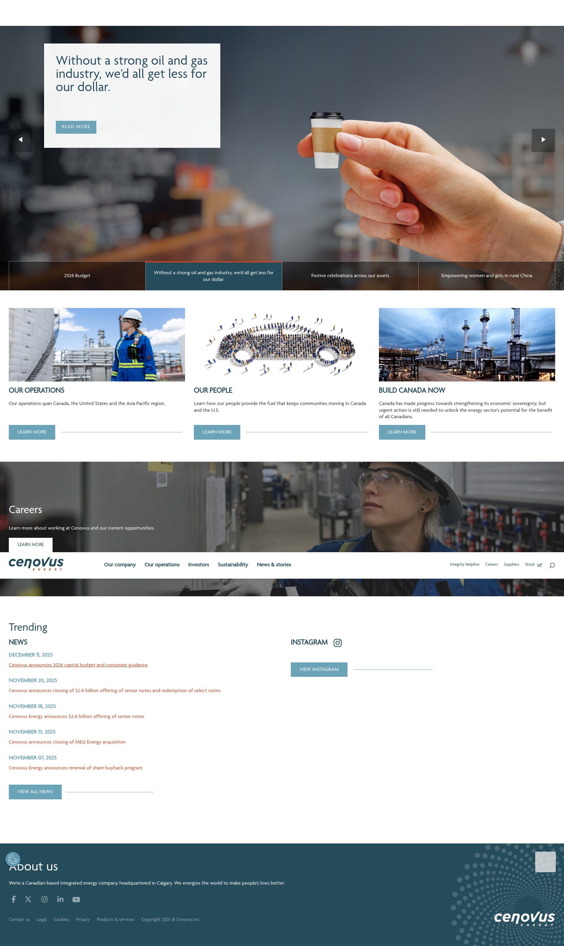 Screenshot of www.cenovus.com