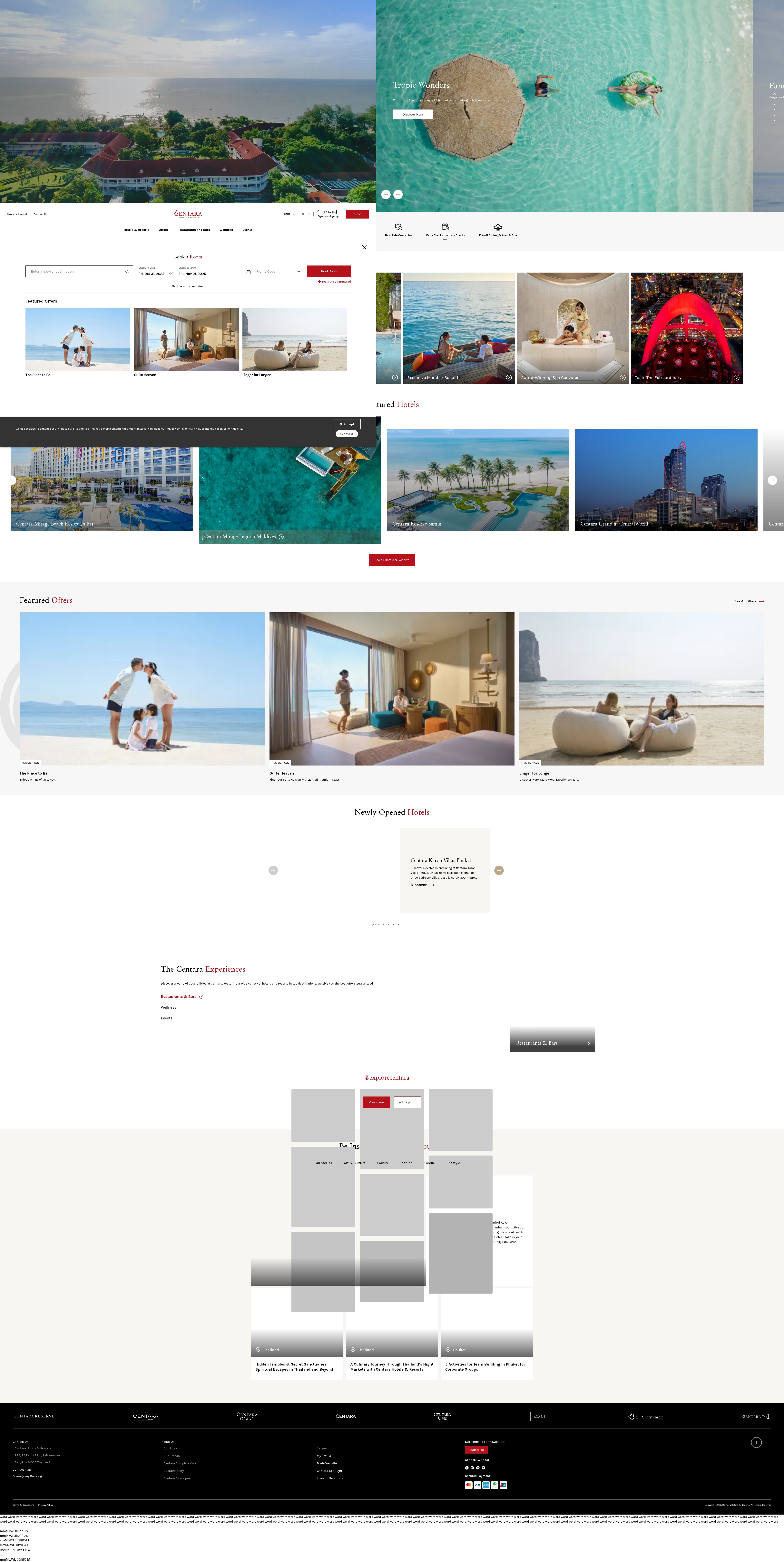 Screenshot of www.centarahotelsresorts.com