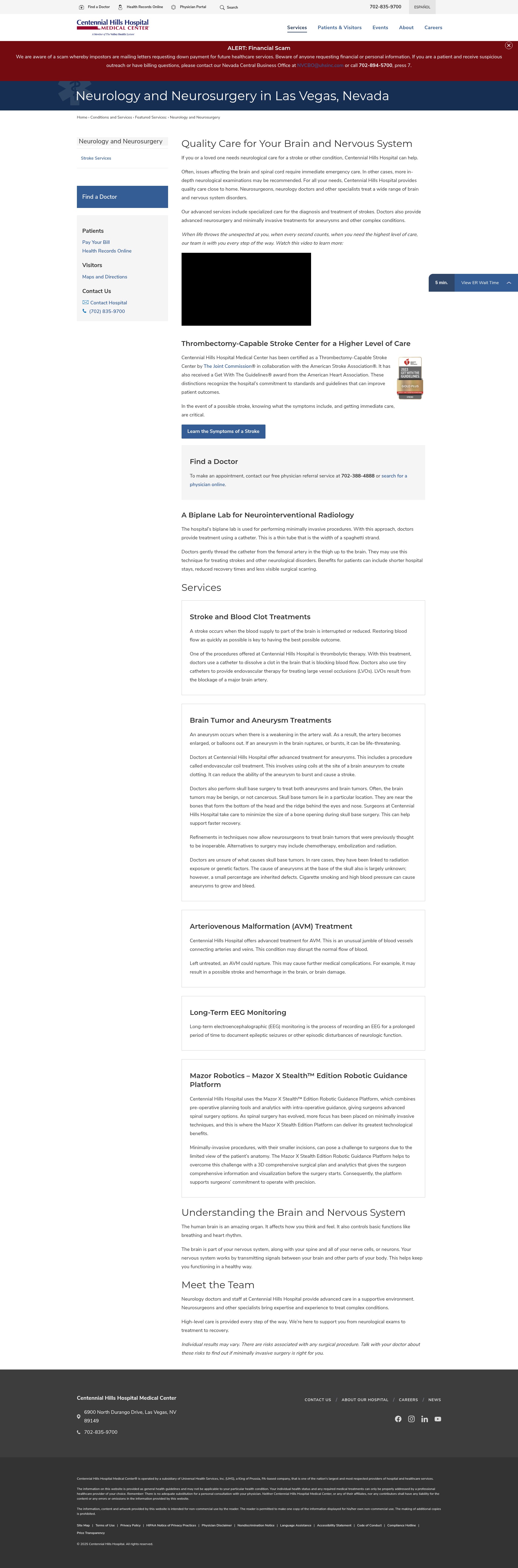 Screenshot of www.centennialhillshospital.com